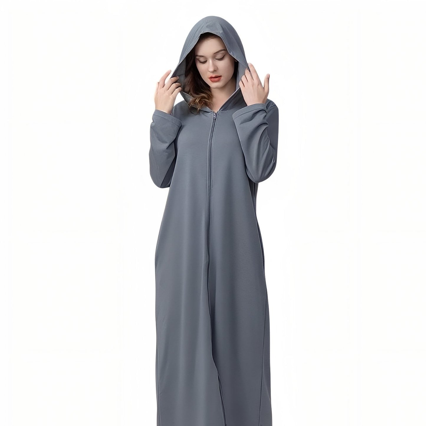 Peignoir Robe de Chambre Zippé Gris (Femme) M