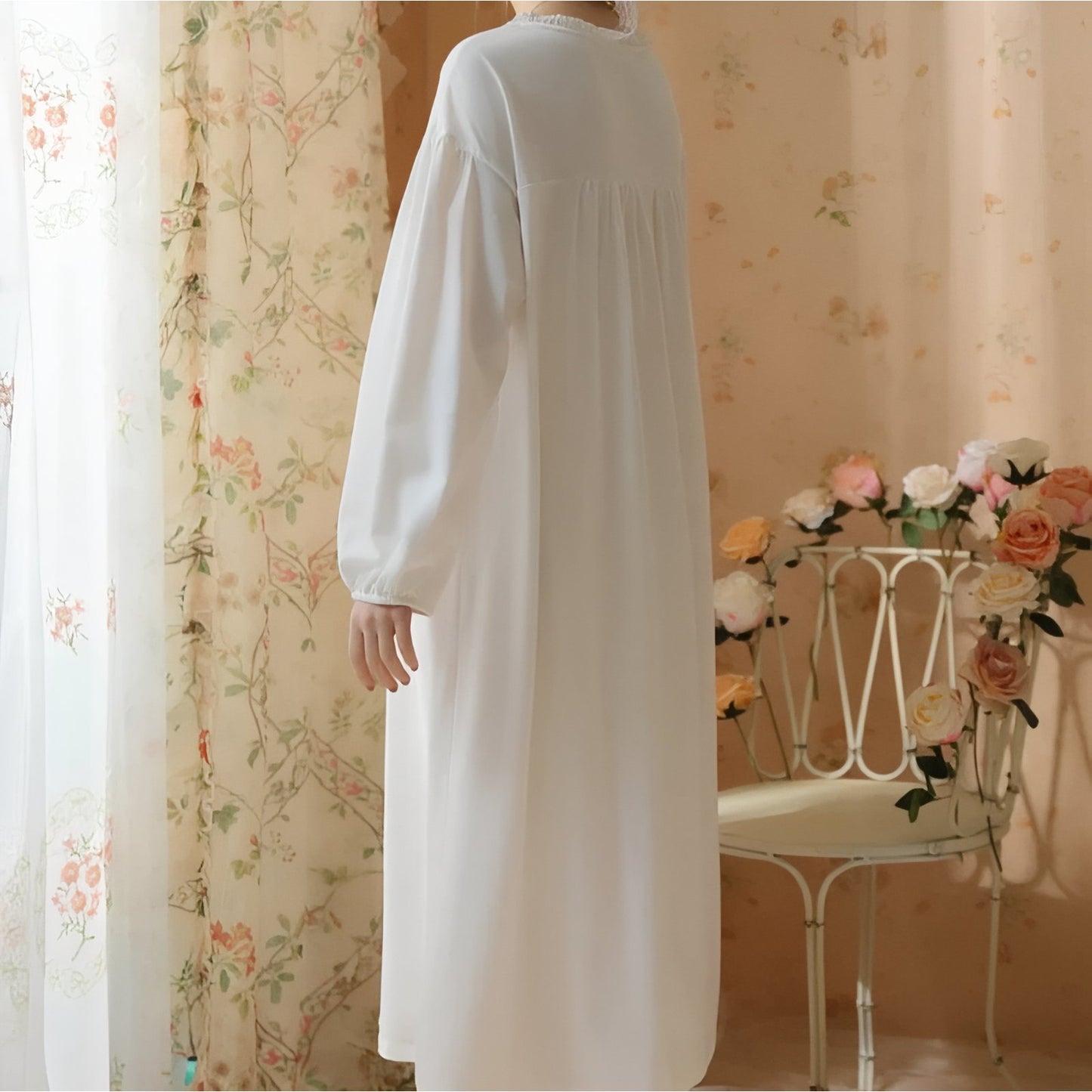 Chemise de Nuit Hiver Femme Dentelle