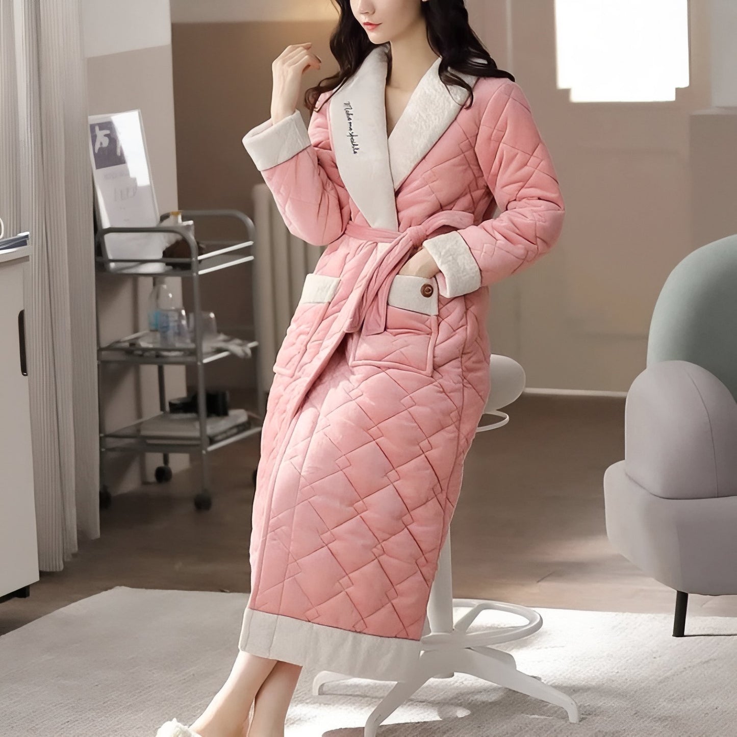 Robe de Chambre Longue Chaude Matelassée pour Femme