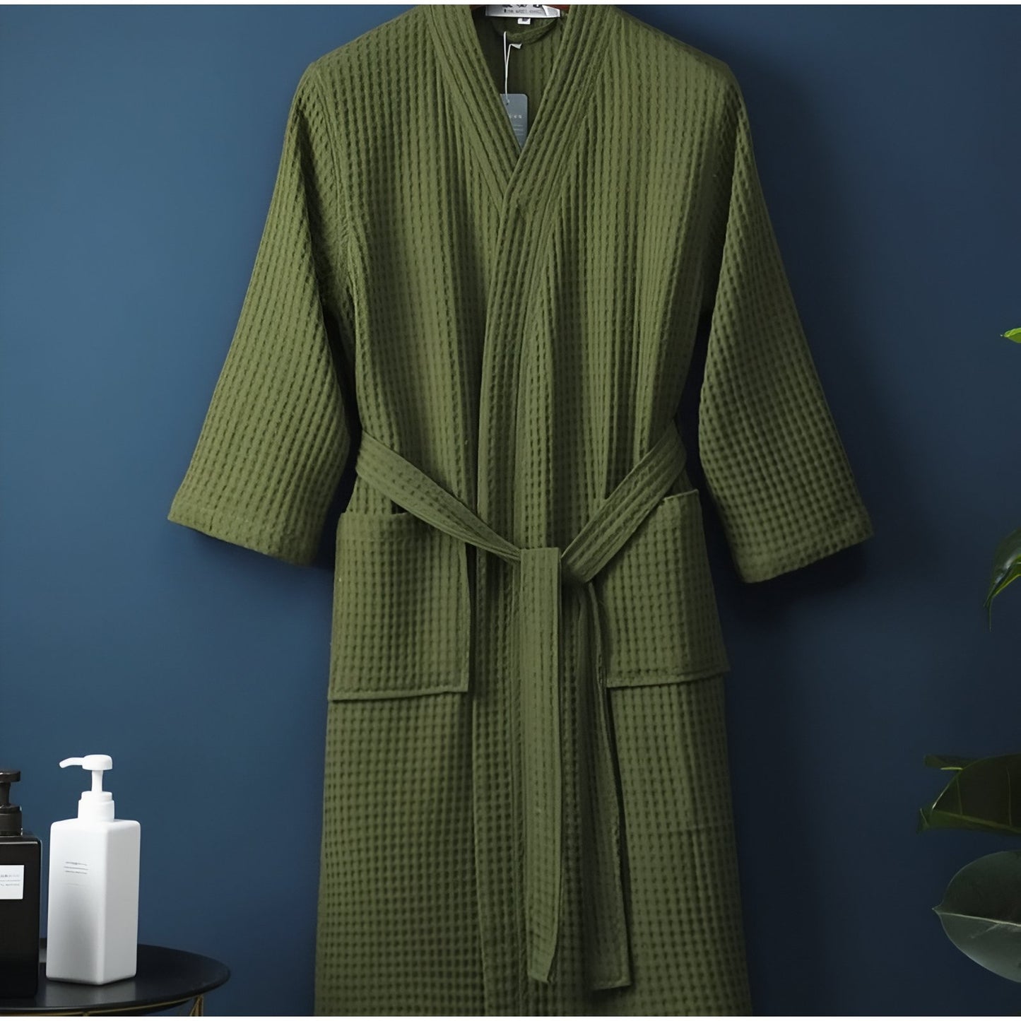 Peignoir de Bain Homme Nid d'Abeille Vert Olive M