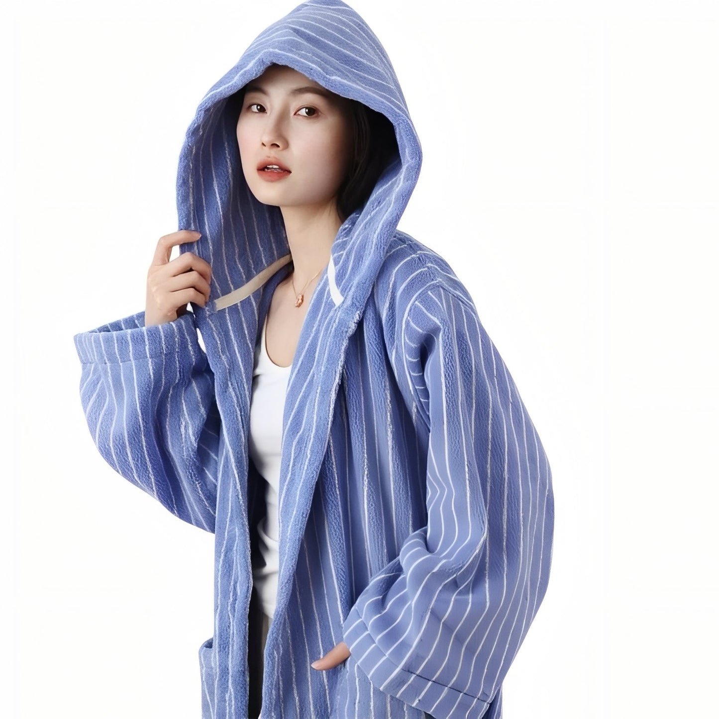 Robe de Chambre Femme Hiver Luxe Bleu Ciel Taille Unique