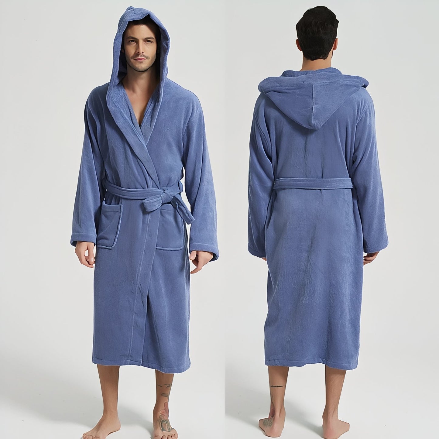 Peignoir Coton Eponge Col Châle Unisexe