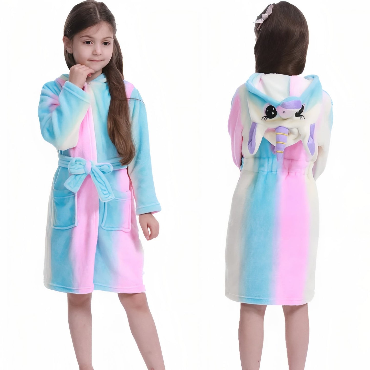 Peignoir Fille Licorne Rose et Turquoise 100 cm (2-3ans)
