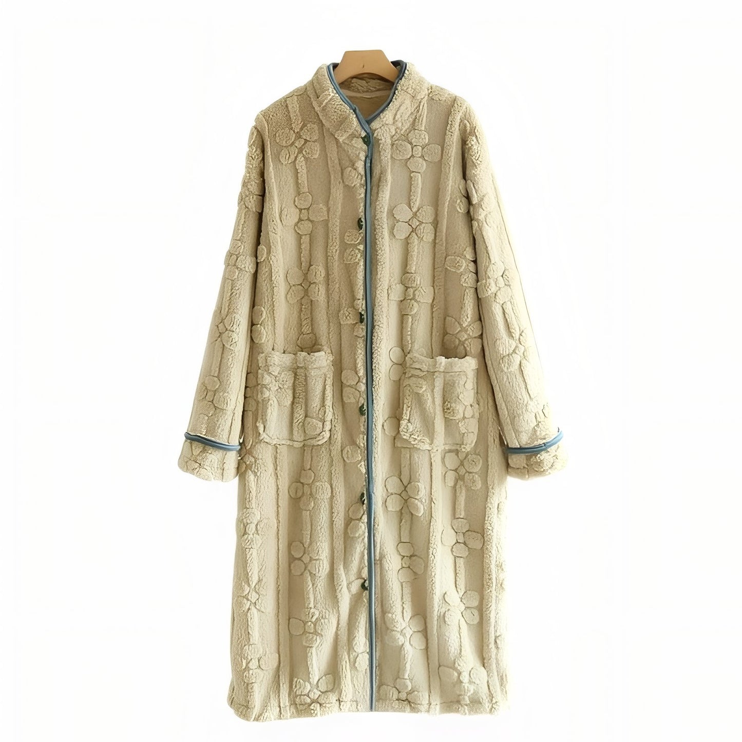 Robe de Chambre Boutonnée et Chaude Beige Clair M