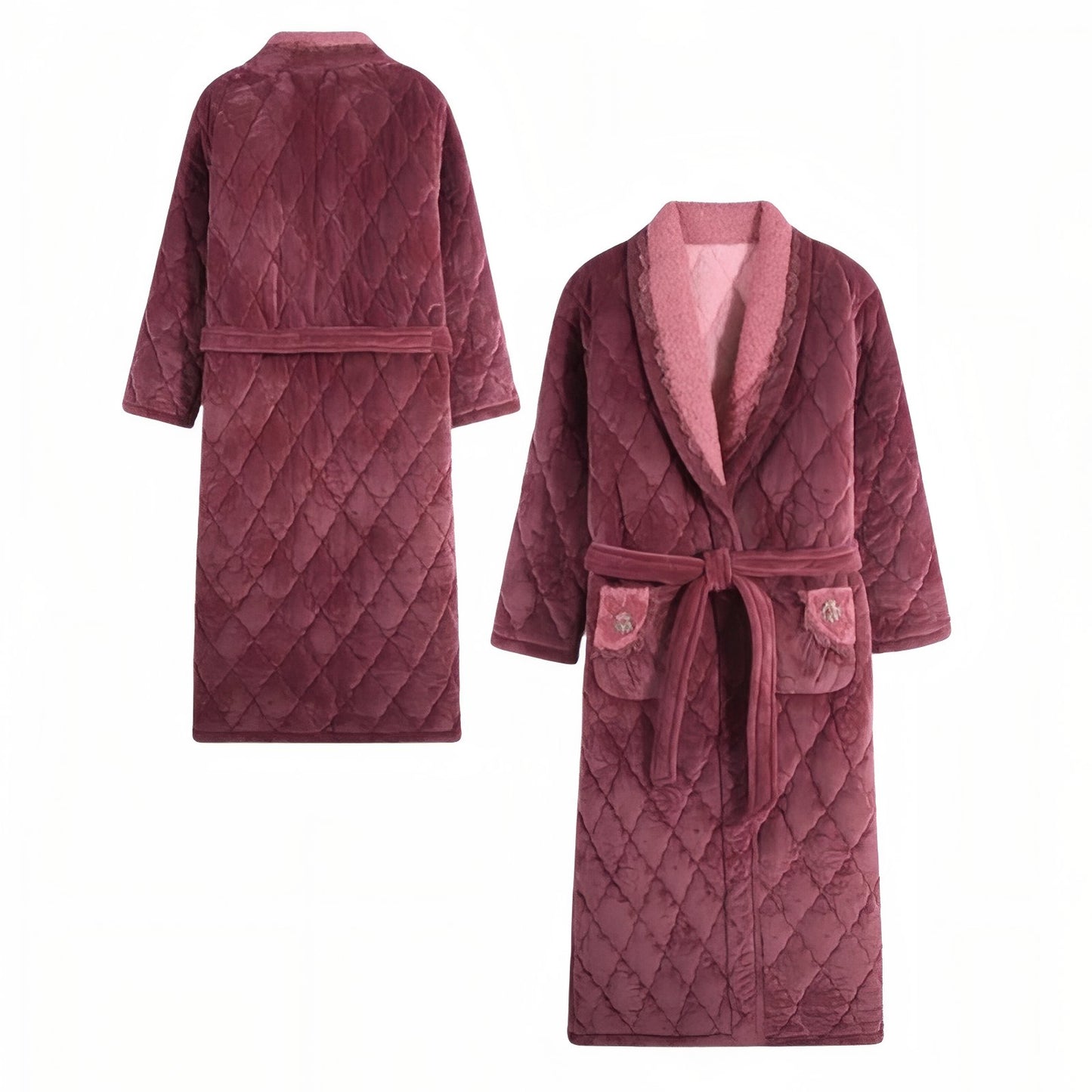 Peignoir Matelassé Femme Violet Foncé M