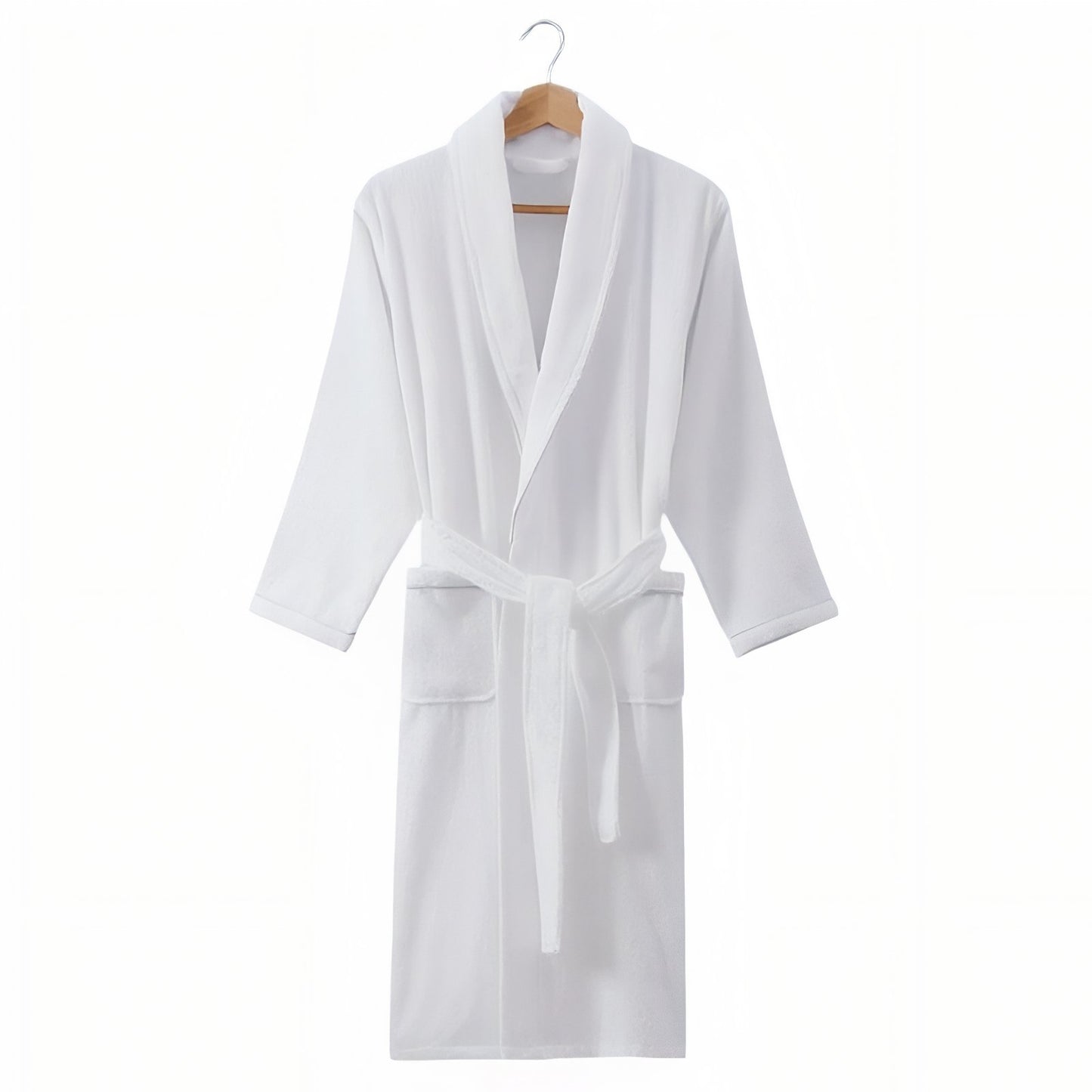 Peignoir Coton Eponge Col Châle Unisexe Blanc M