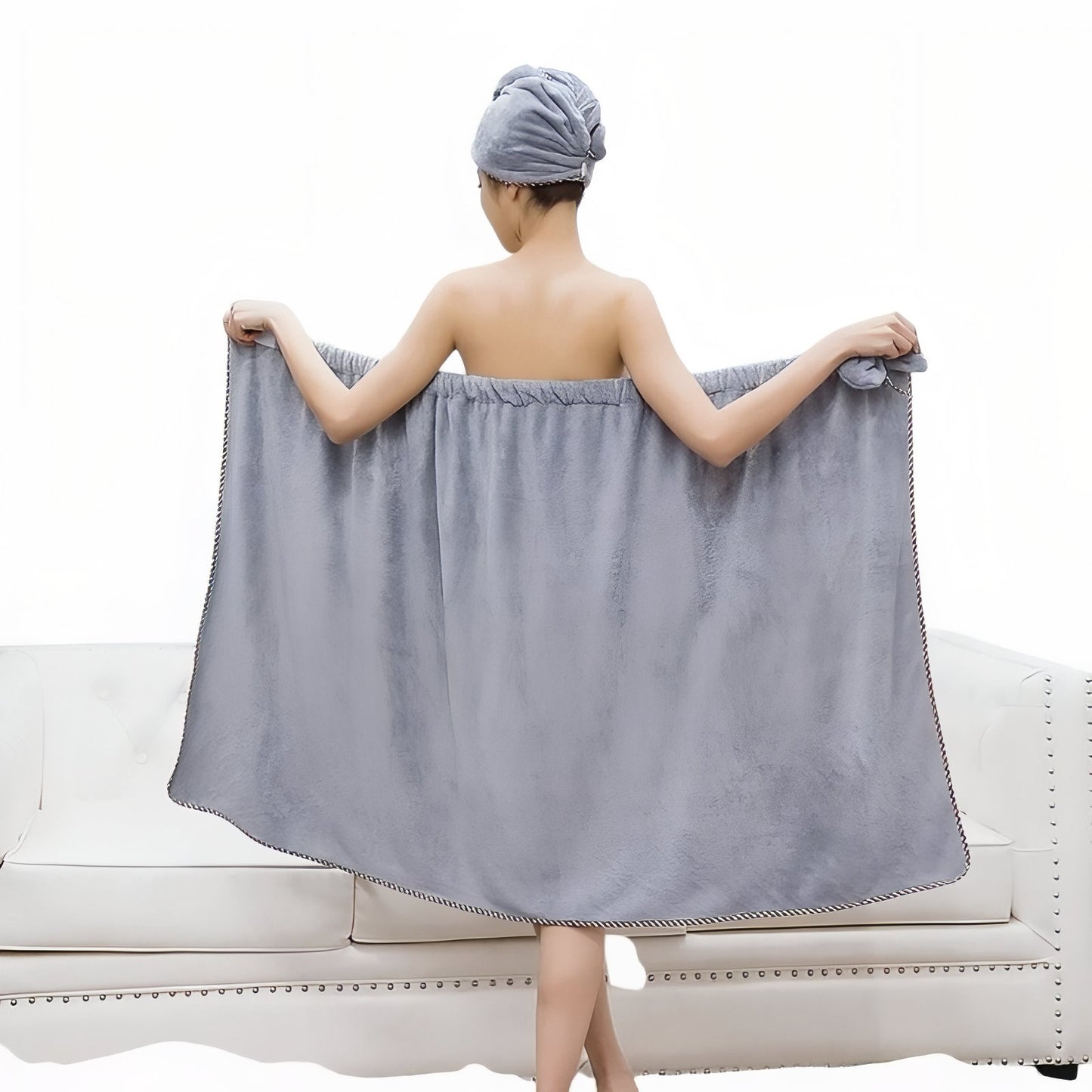 Robe de Bain Eponge Gris Clair Taille unique - 150x88cm