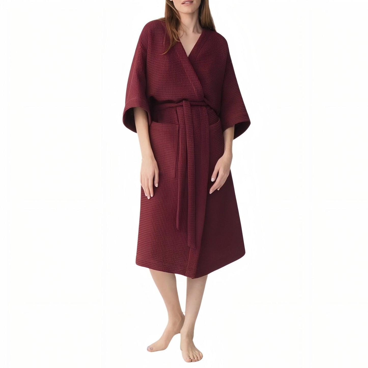 Kimono Nid d'Abeille Bordeaux et Crème
