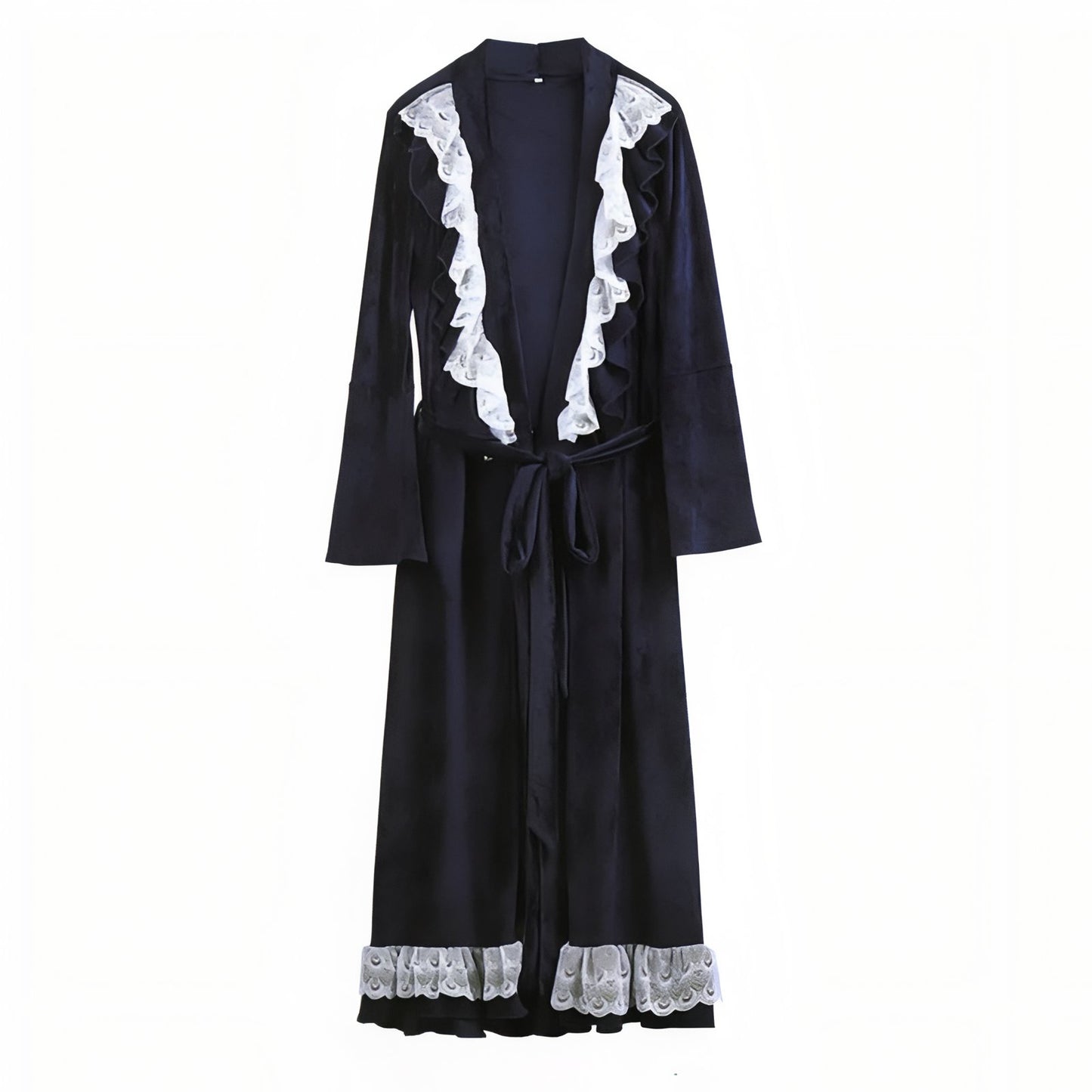 Robe de Chambre Femme Velours Luxe Noir Bleuté M