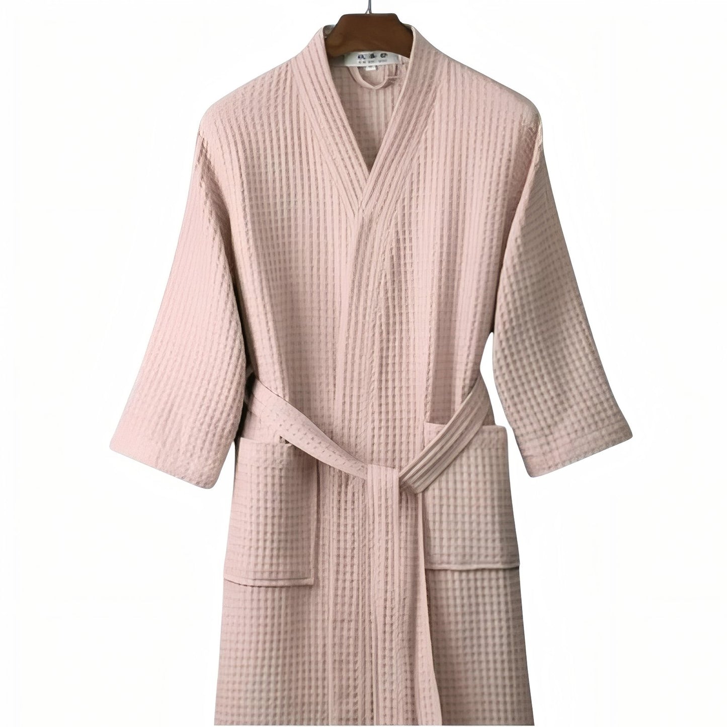 Peignoir Femme Nid d'Abeille Luxe Rose Pâle M