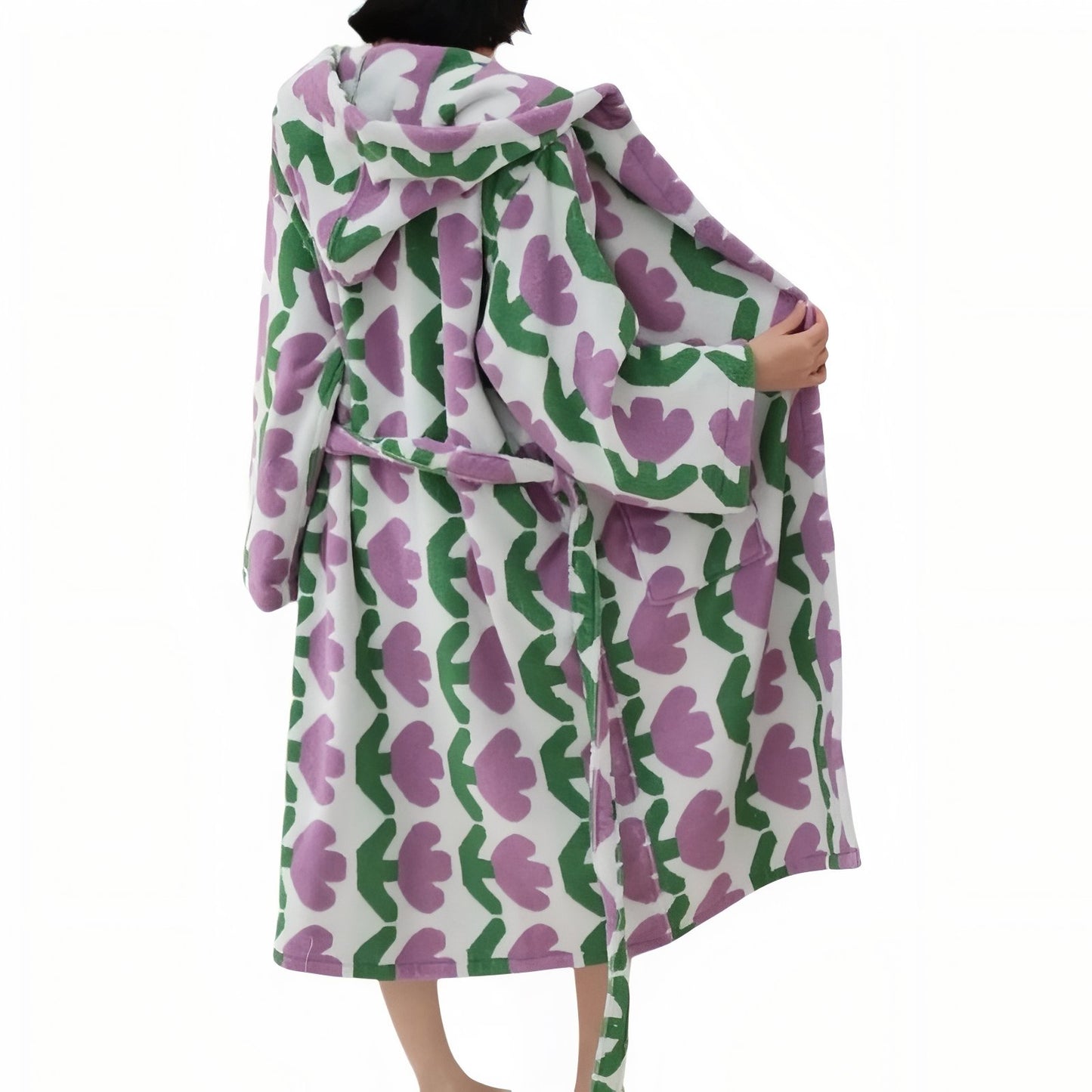 Peignoir Femme Fleuri Violet Taille Unique