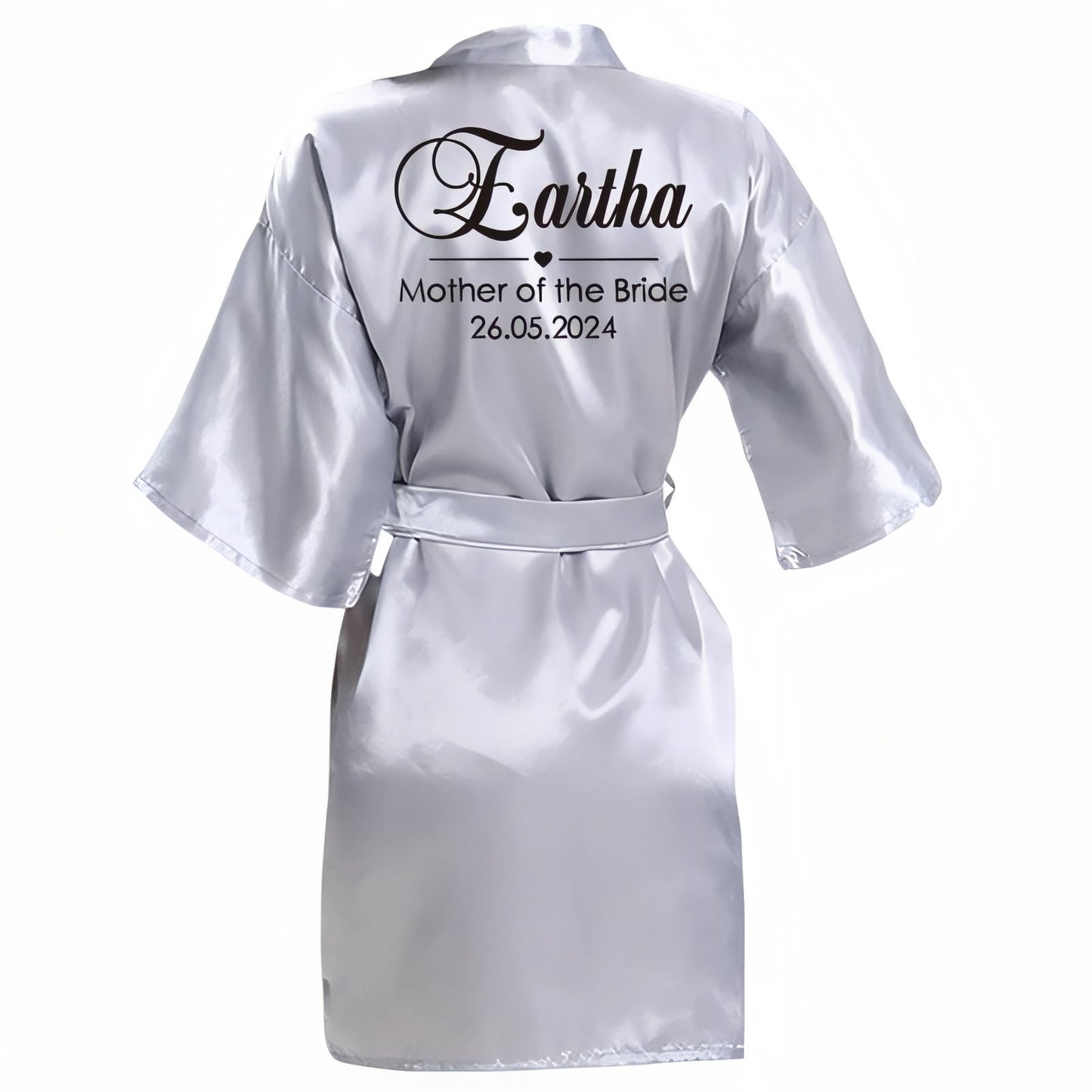 Peignoir Satin Personnalisé Mariage Gris S 