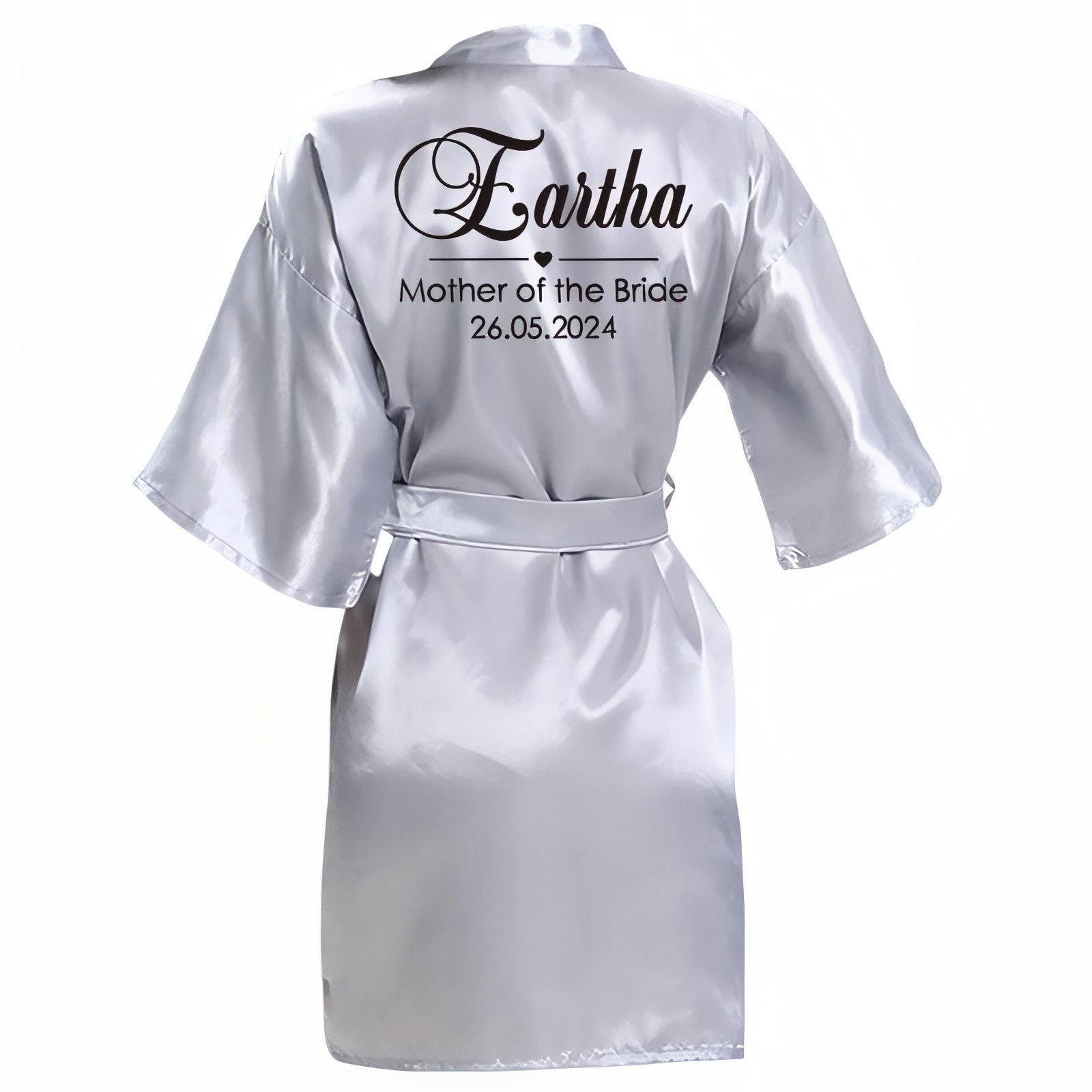 Peignoir Satin Personnalisé Mariage Gris S 