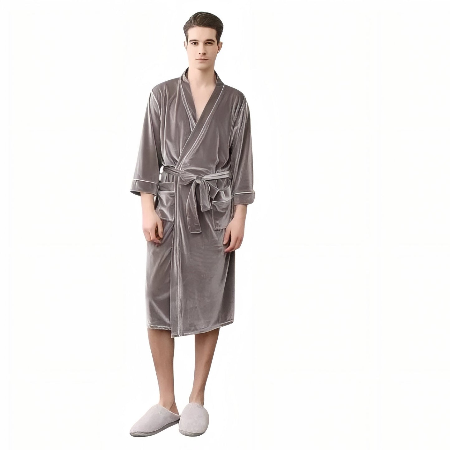 Peignoir Assorti Couple Gris Clair (Homme) M 