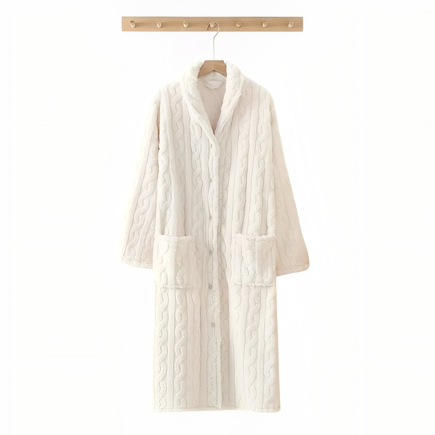 Jolie Robe de Chambre à Boutons Femme Crème M 