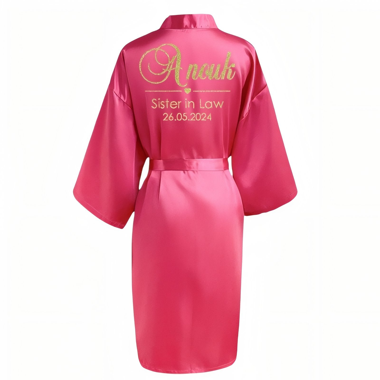 Peignoir Satin Personnalisé Mariage Fuchsia S 
