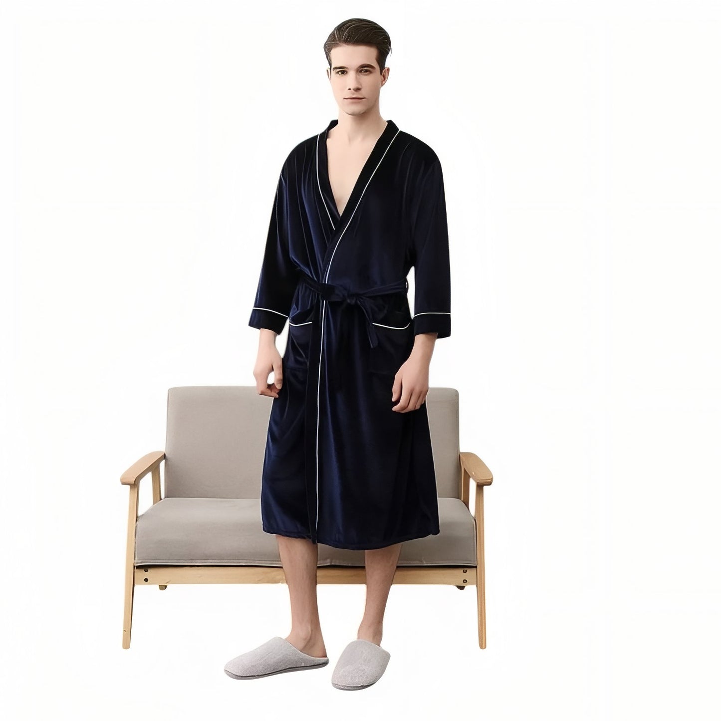 Peignoir Assorti Couple Bleu Marine (Homme) M 