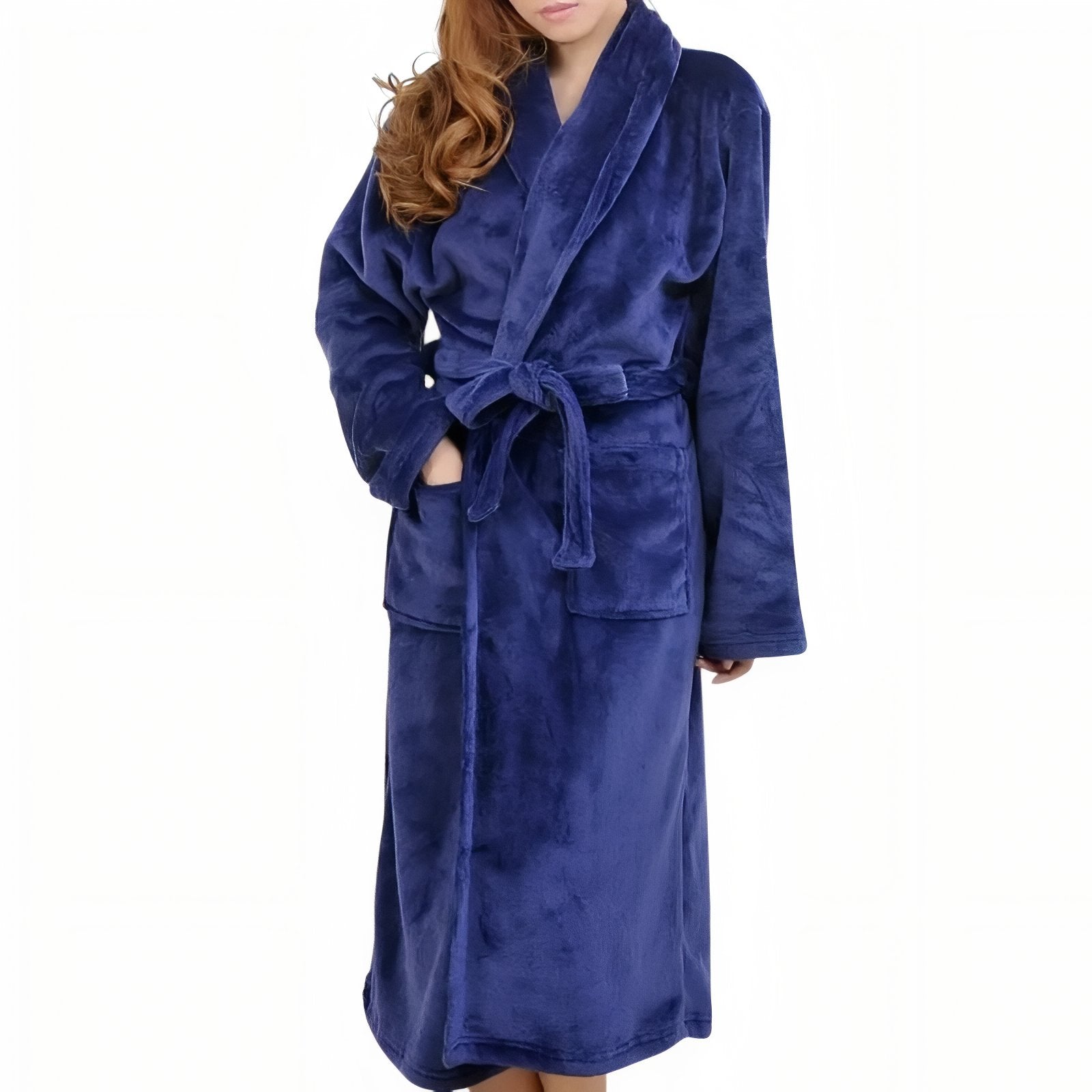 Peignoir Flanelle Femme Bleu Nuit M 
