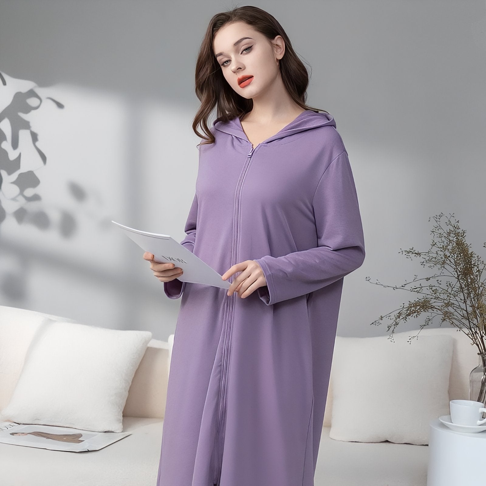 Peignoir Robe de Chambre Zippé 