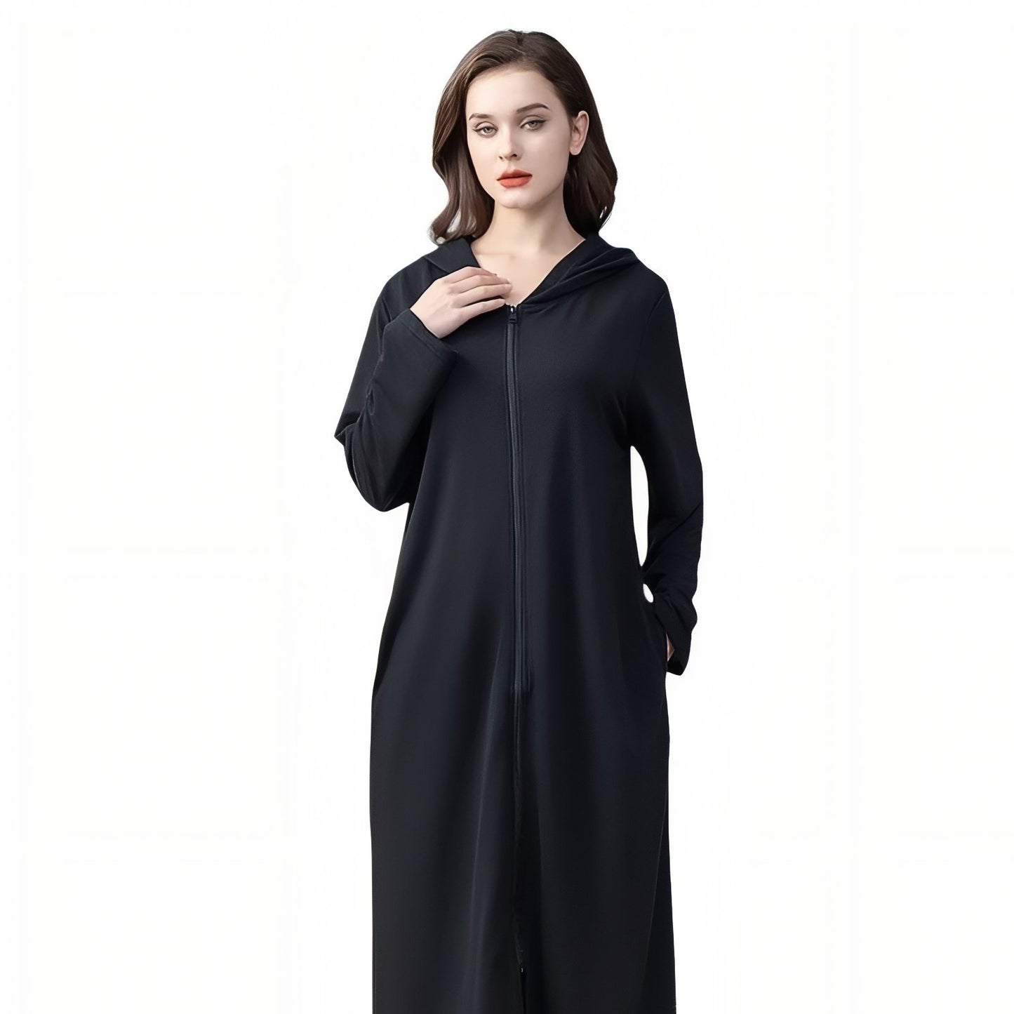 Peignoir Robe de Chambre Zippé Noir (Femme) M 