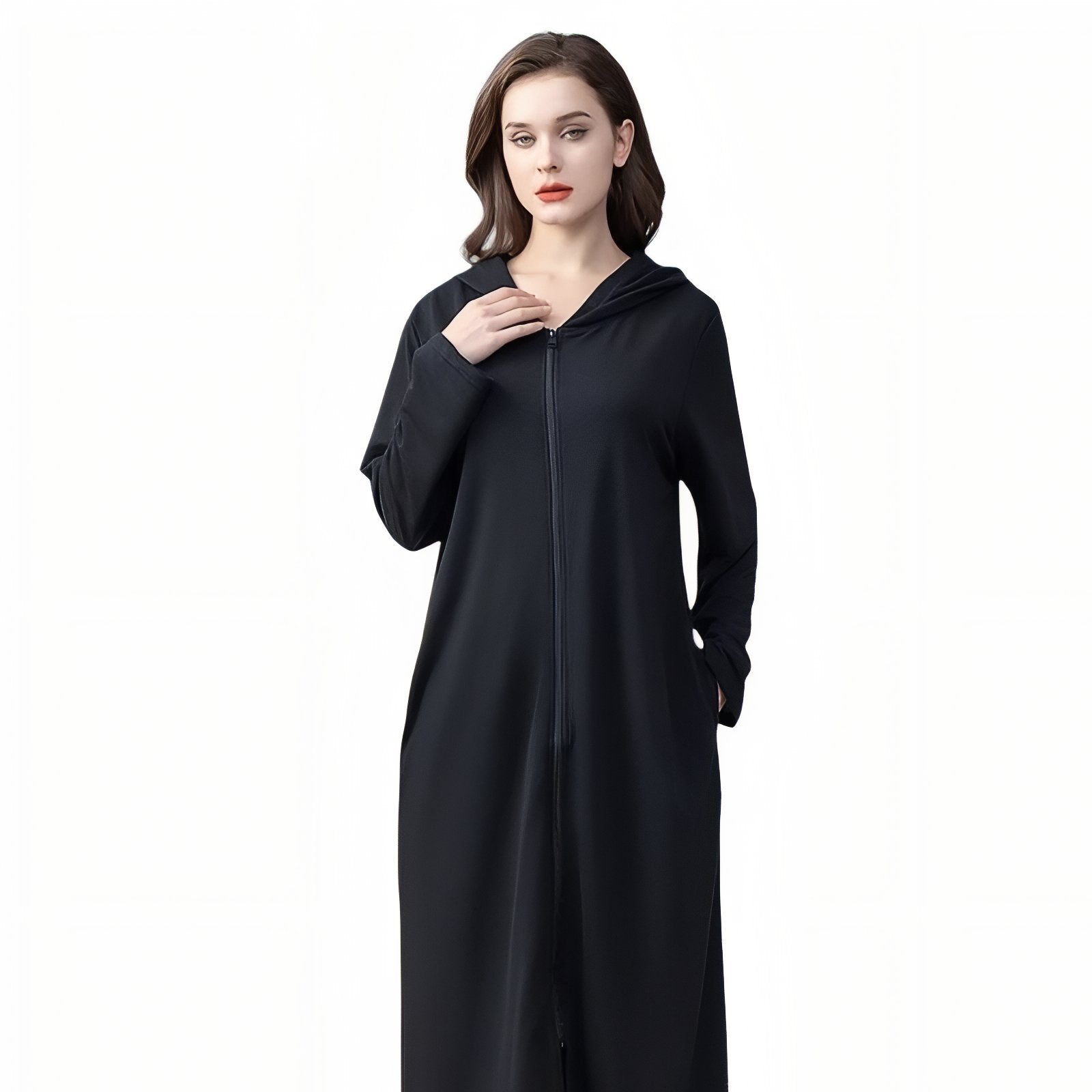Peignoir Robe de Chambre Zippé Noir (Femme) M 