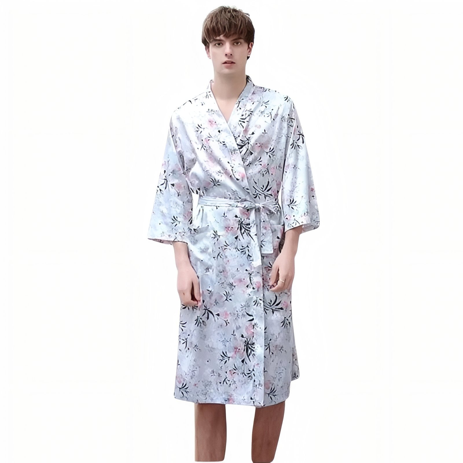 Peignoir Léger Duo Couple Gris Floral (Homme) M 