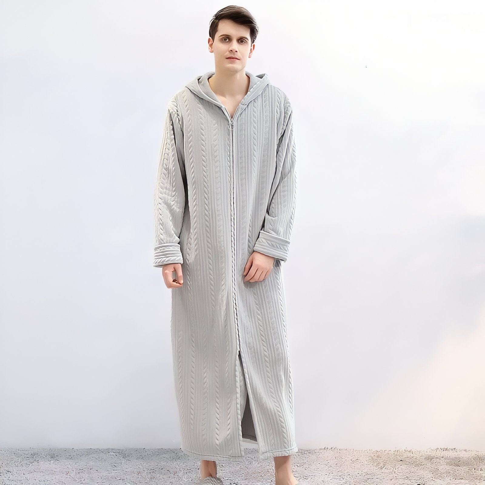 Robe de Chambre Fermeture Eclair Gris (Homme) M 