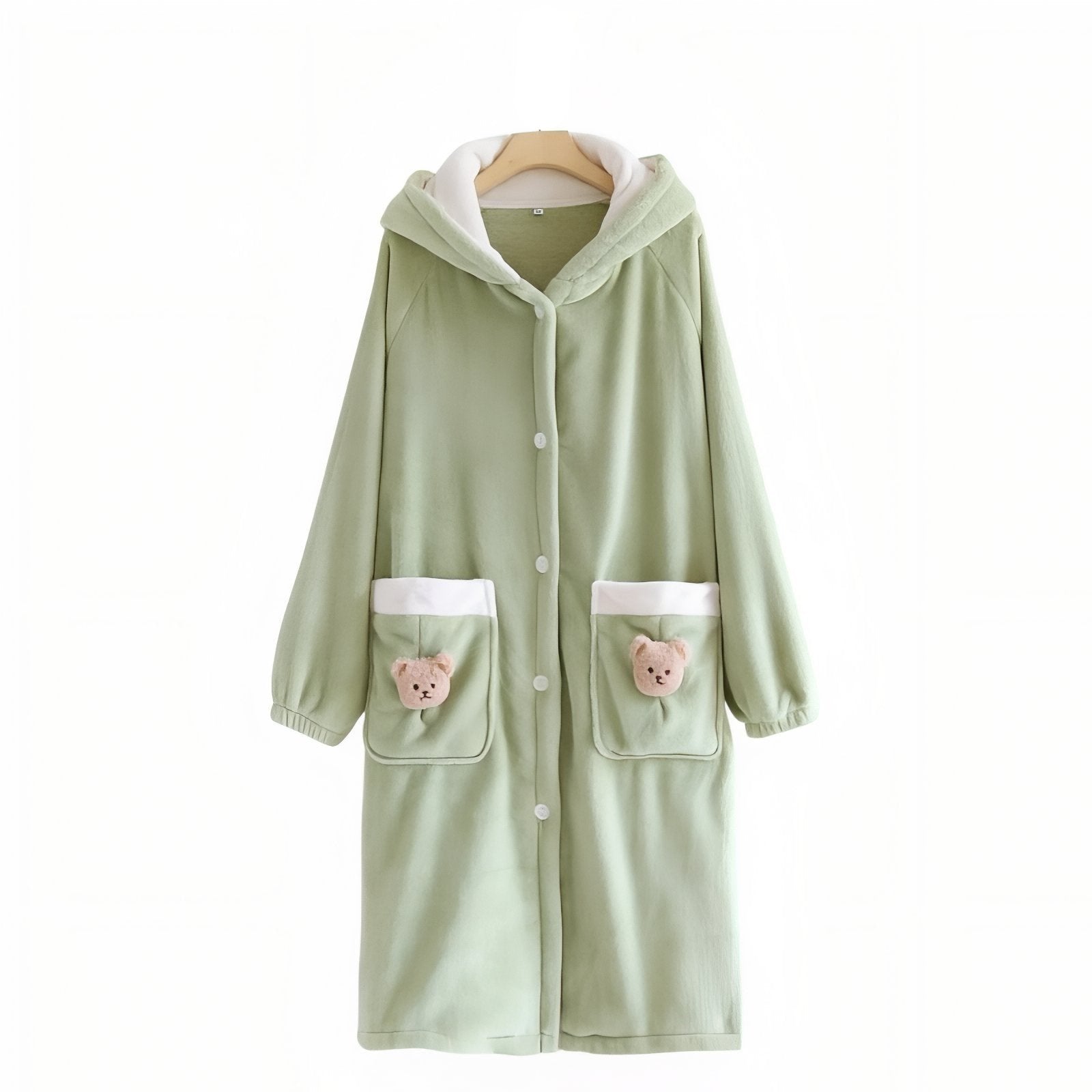 Robe de Chambre à Boutons Chaude Femme Vert Pâle M 