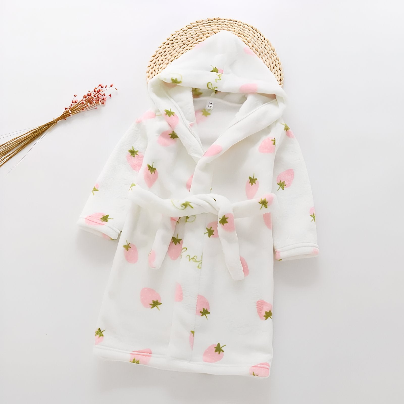 Peignoir Polaire Enfant 3 ans Crème et Fraises 3 ans (taille 90-100cm) 