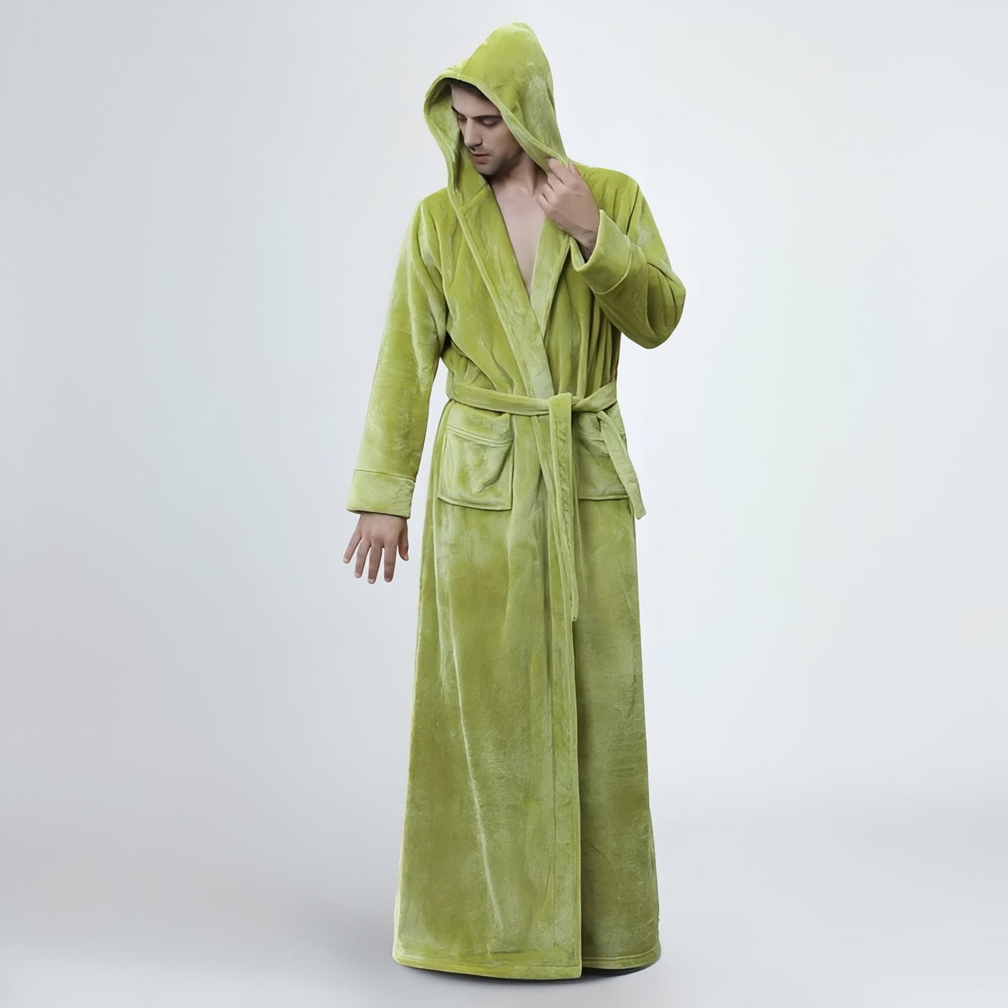 Peignoir de Bain Long avec Capuche Vert Pomme (Homme) M 
