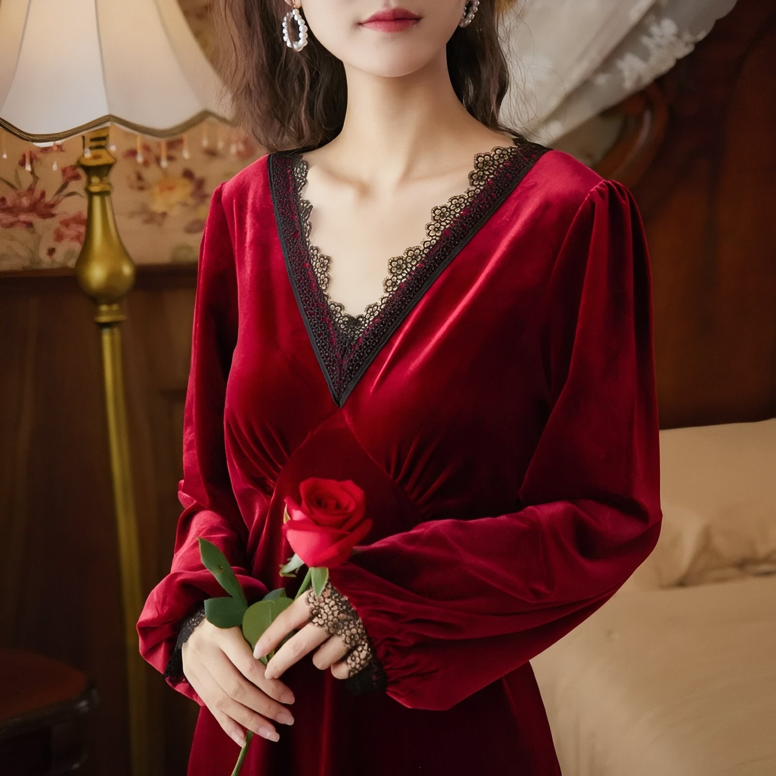 Chemise de Nuit Luxe en Velours 