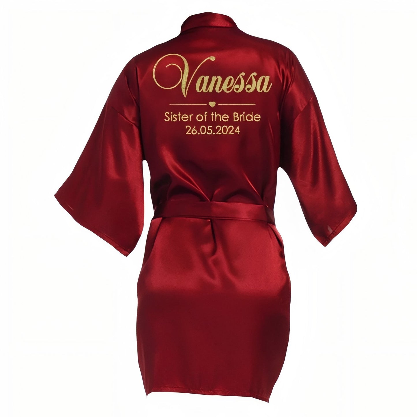 Peignoir Satin Personnalisé Mariage Rouge S 