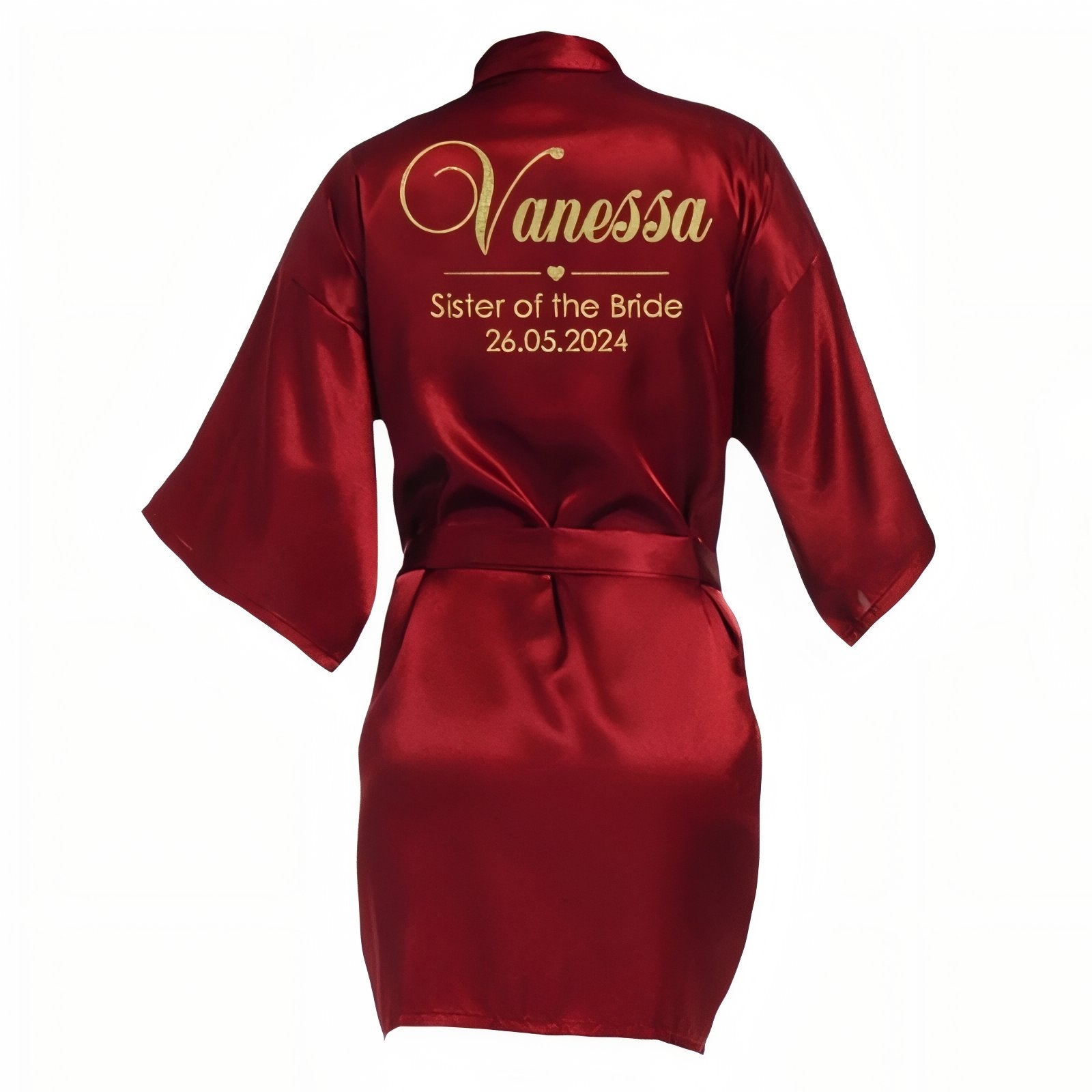Peignoir Satin Personnalisé Mariage Rouge S 