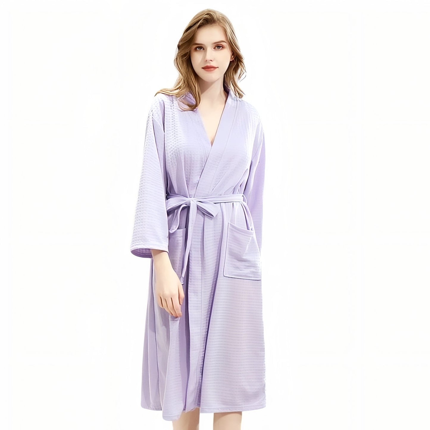 Peignoir de Bain Femme Nid D'abeille Lavande M 