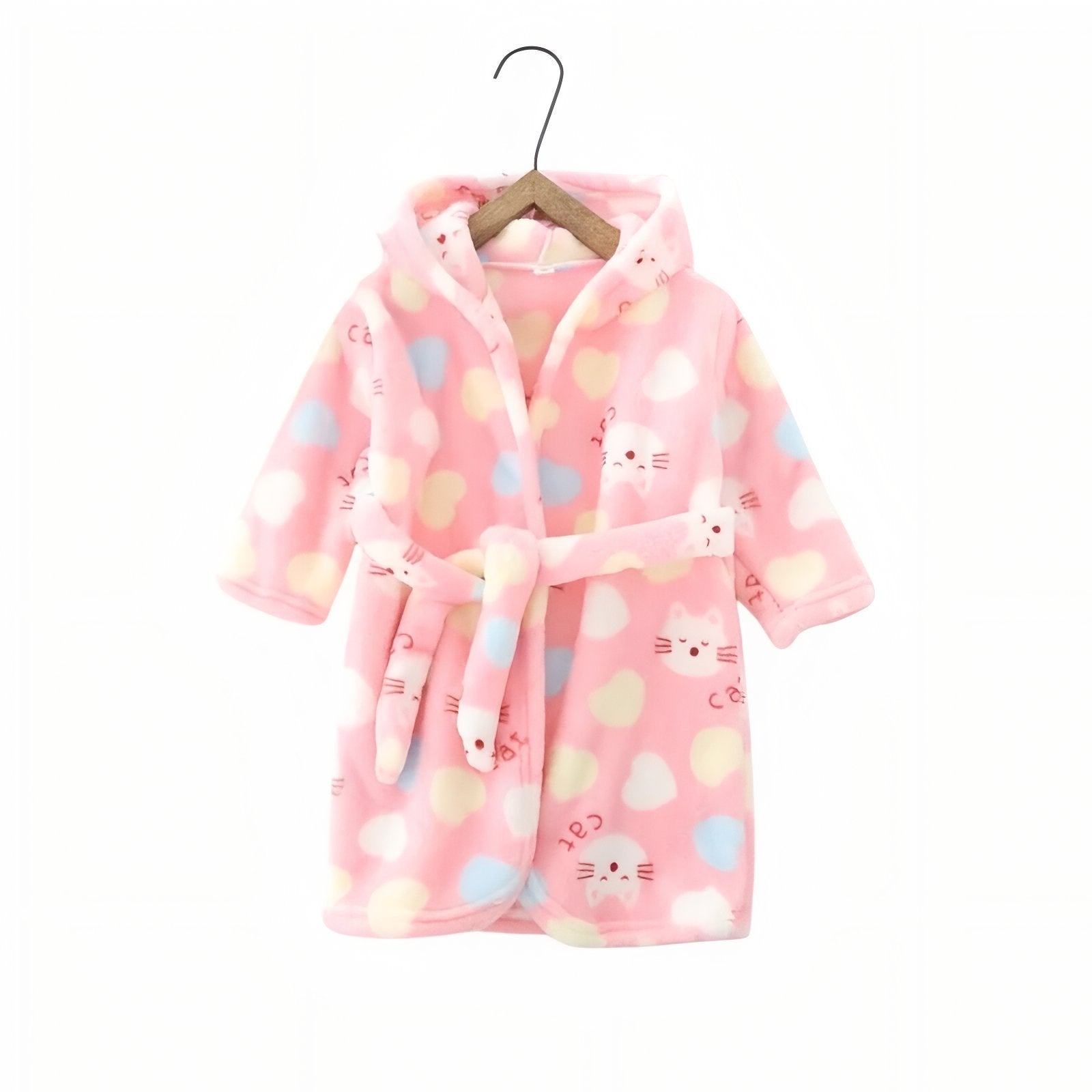 Peignoir Bain Capuche Enfant Rose à Motifs 2-3 ans 