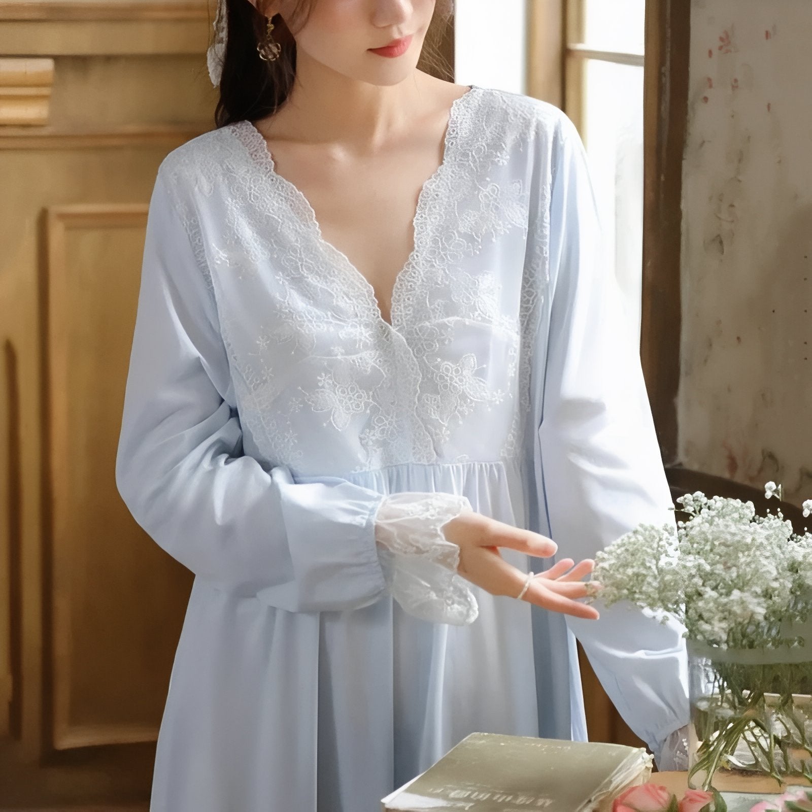 Robe de Nuit Dentelle Longue 