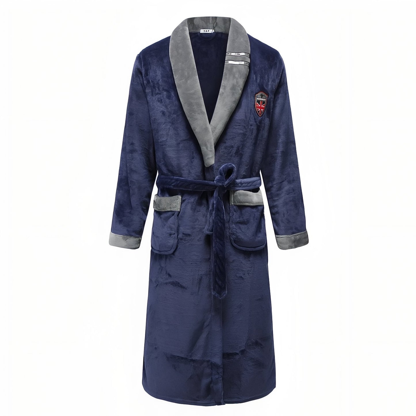 Peignoir Flanelle Homme Gris et Bleu Marine M 
