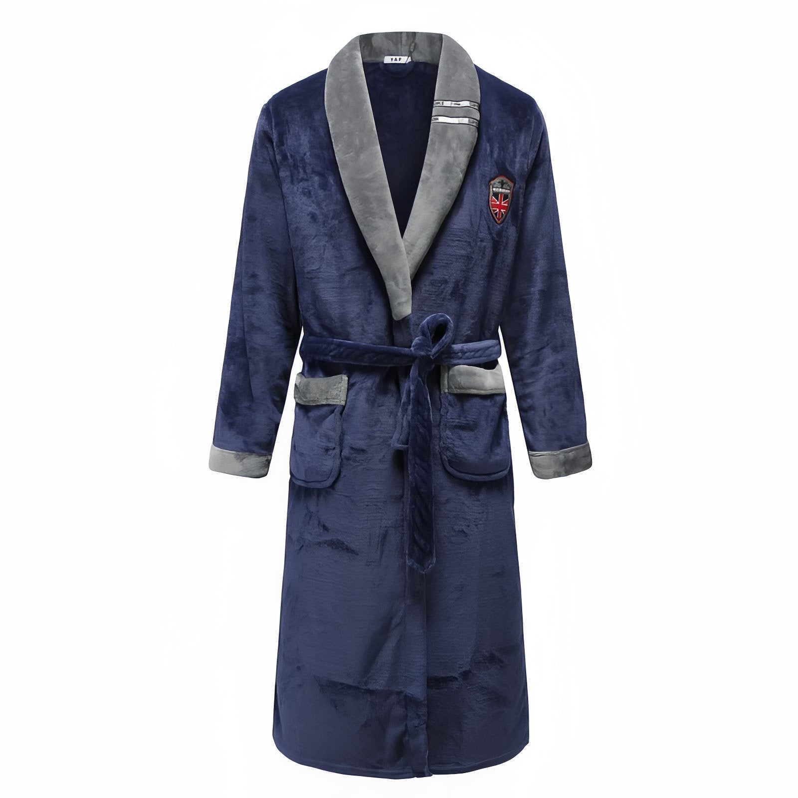 Peignoir Flanelle Homme Gris et Bleu Marine M 