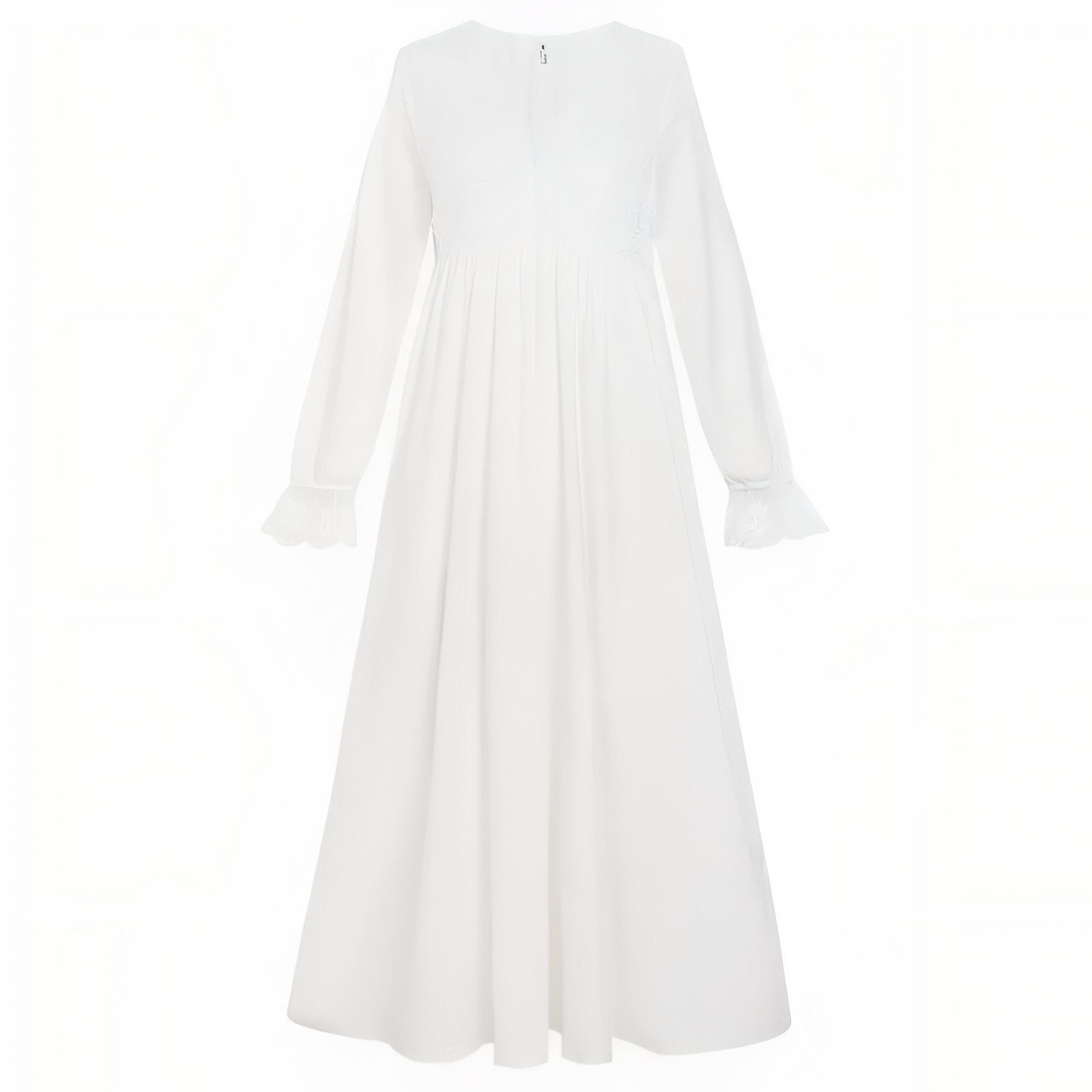 Robe de Nuit Dentelle Longue Blanc Pur M 