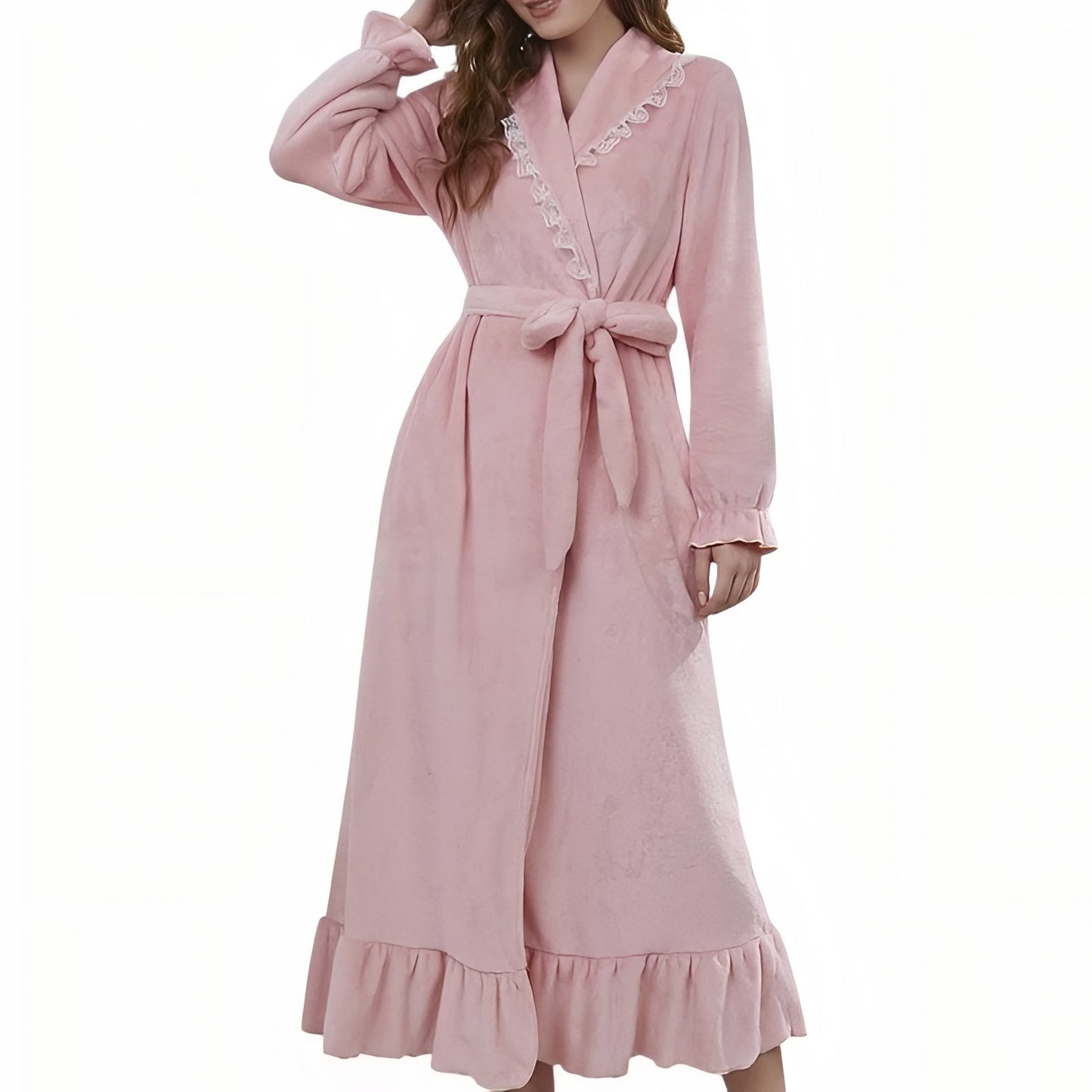Peignoir Robe de Chambre Rose Rose Pâle S 
