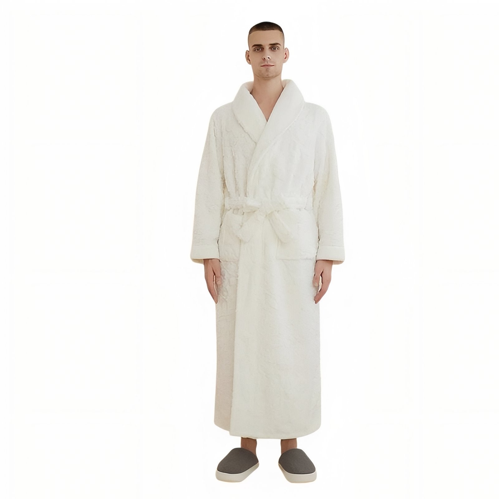 Grand Peignoir Chaud Homme Blanc Pur M 