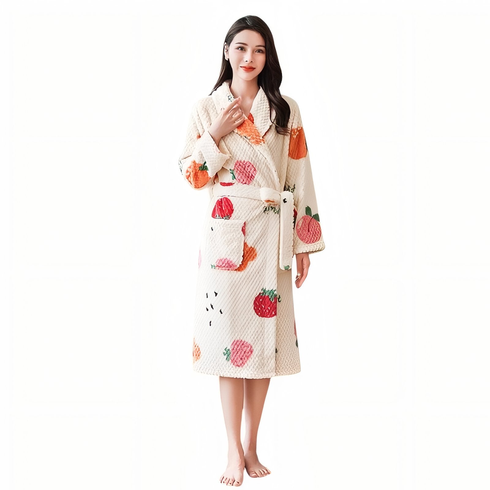 Peignoir Motif Fruit Orange et Rose M 