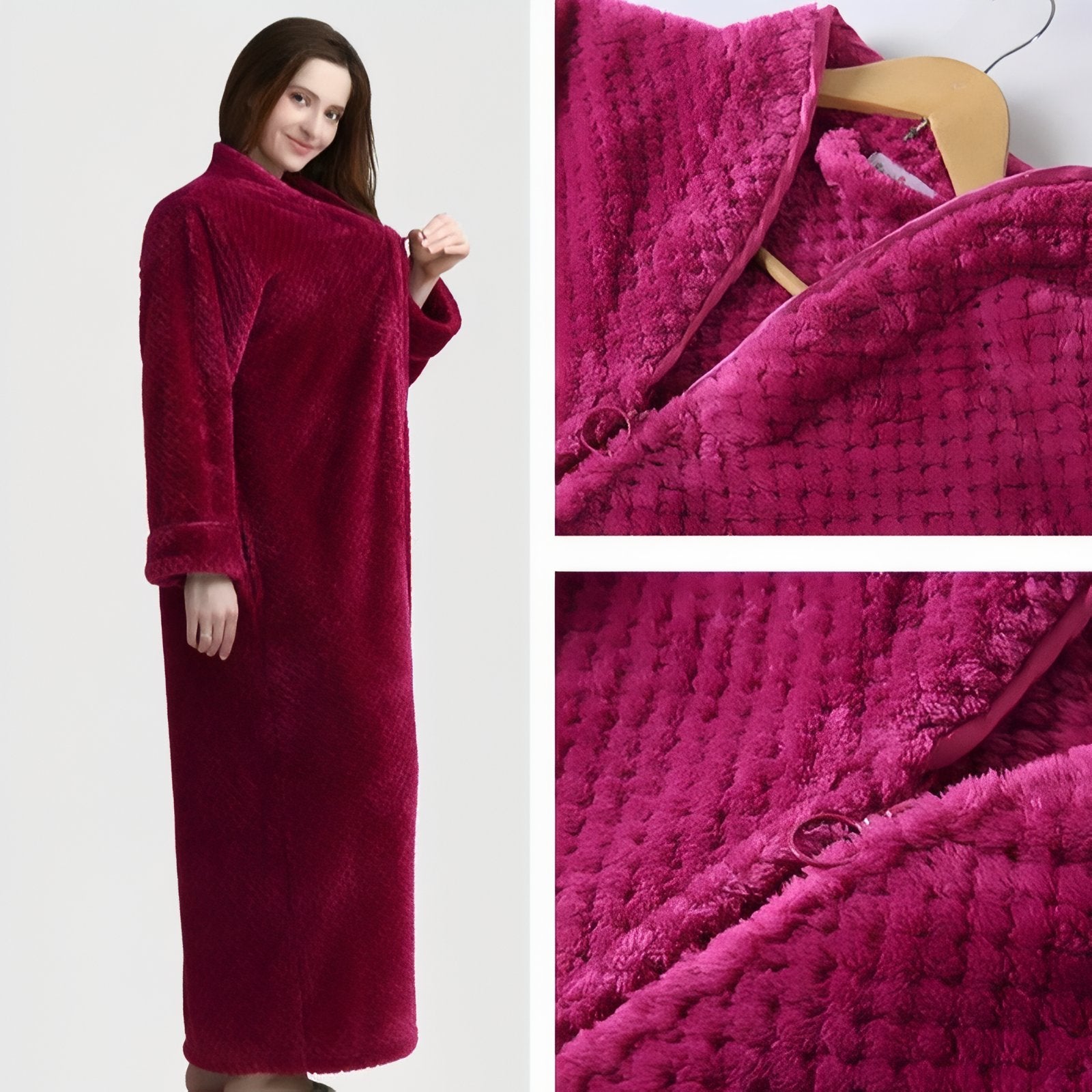 Peignoir Femme Eponge avec Fermeture Eclair 