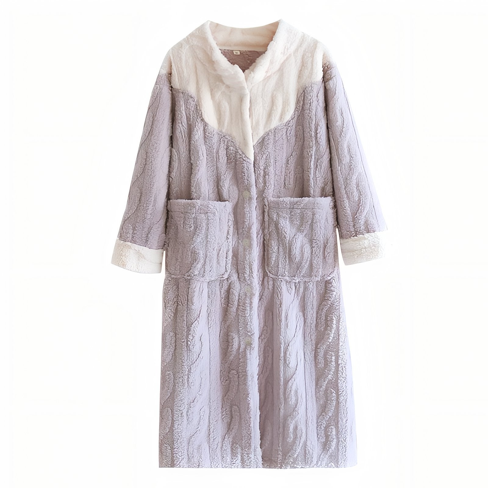 Robe de Chambre Femme Fermeture Boutonnée Devant Lavande M 