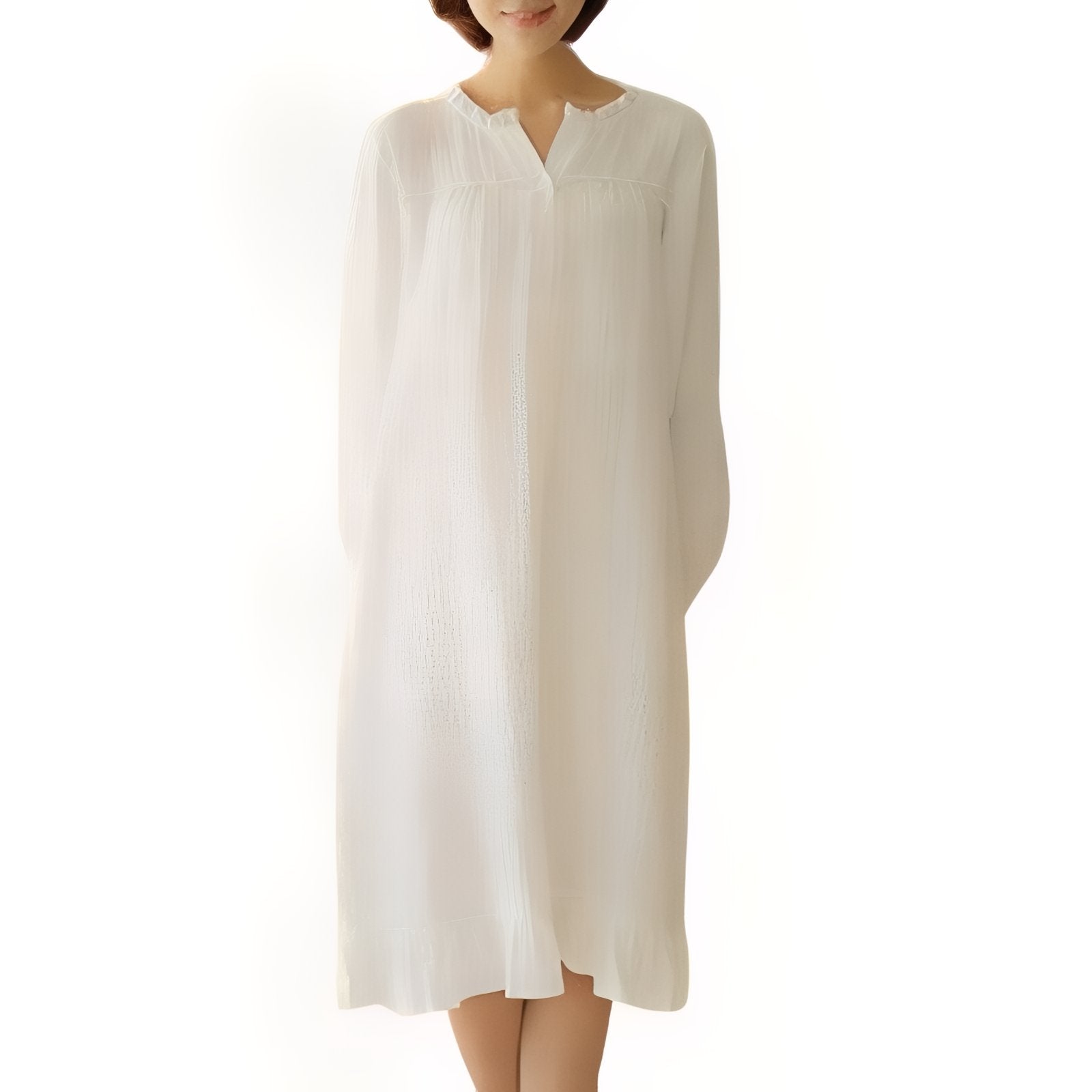 Chemise de Nuit Coton Romantique Blanc M 