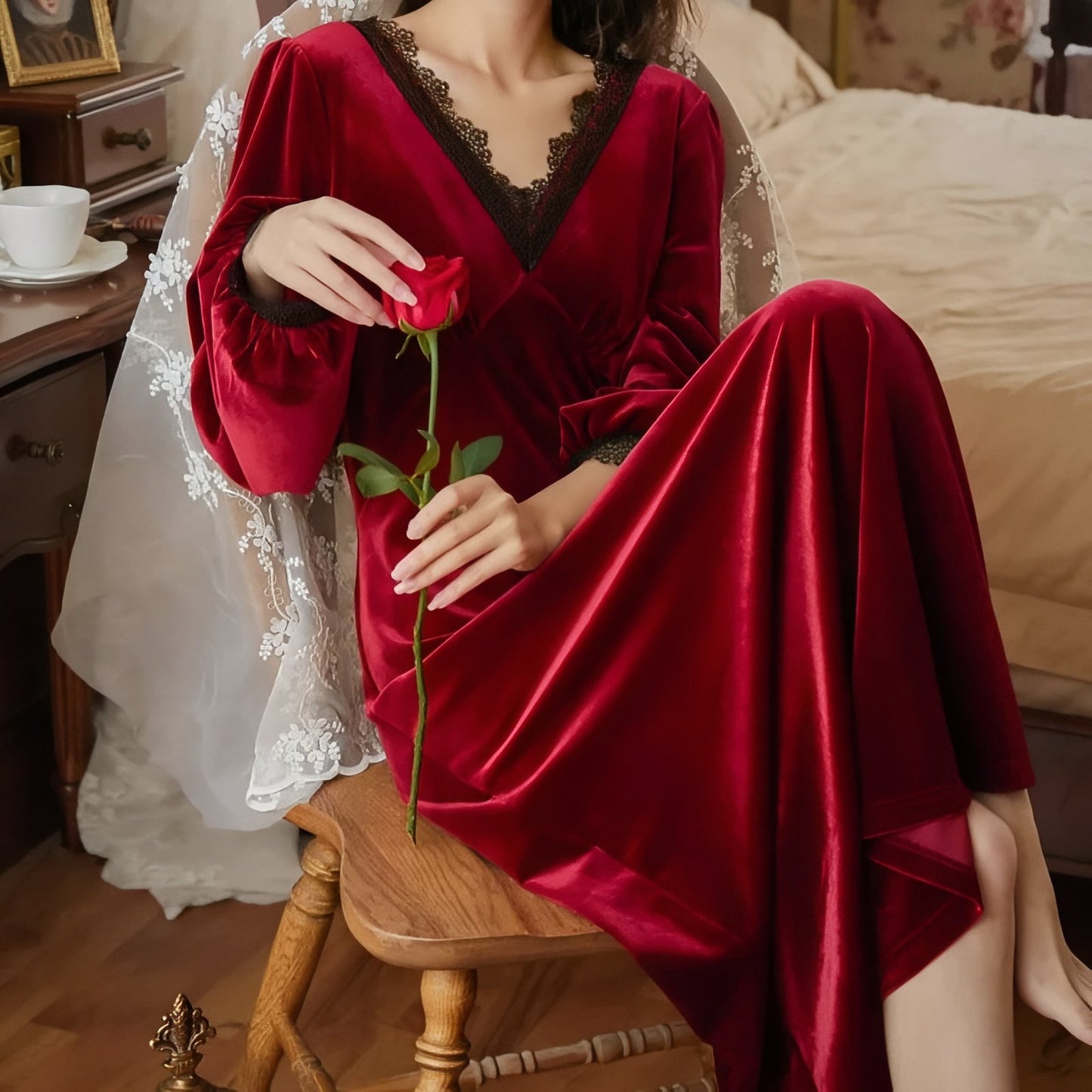 Chemise de Nuit Luxe en Velours 