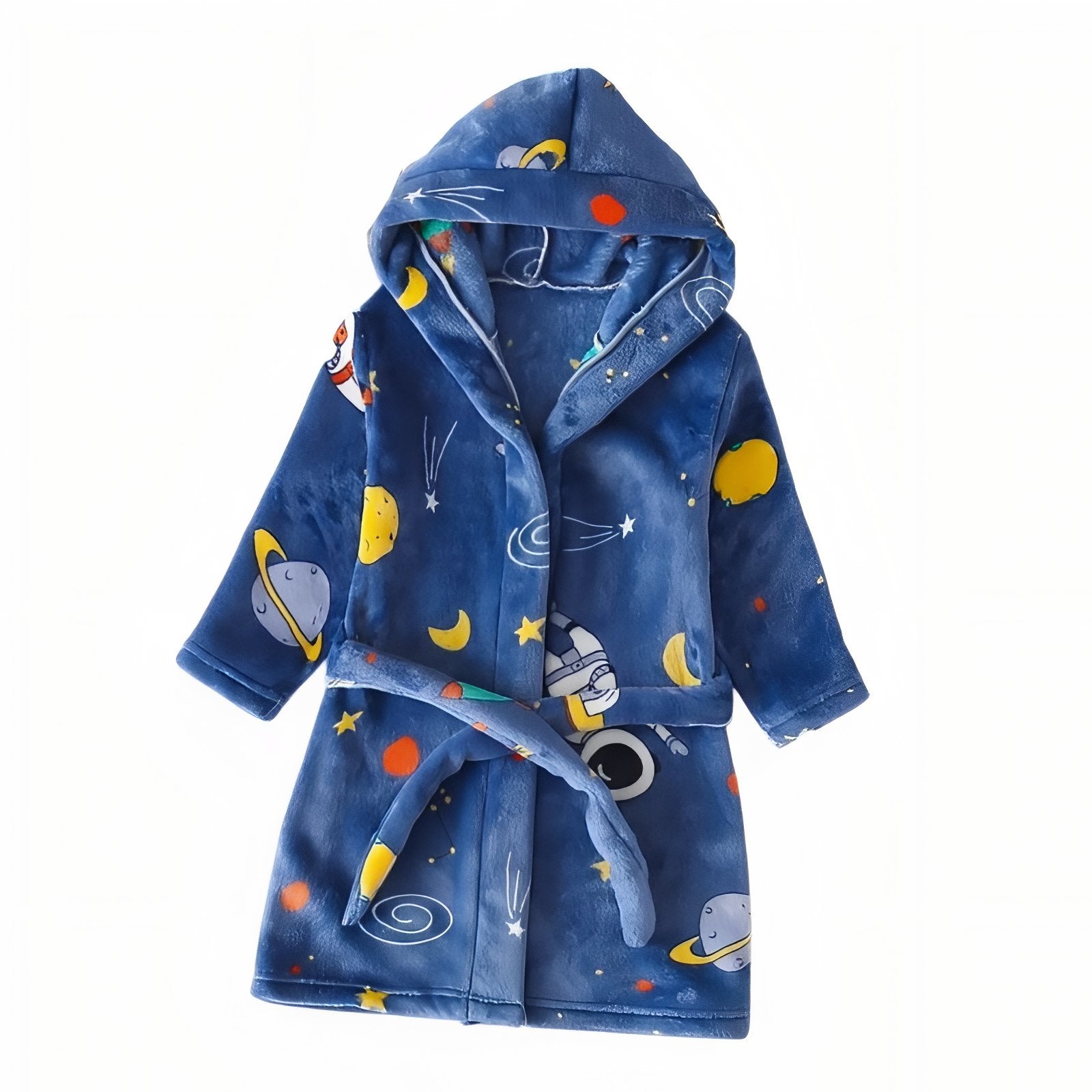 Peignoir Sortie de Bain Enfant Bleu Nuit et Jaune 2-3 ans 