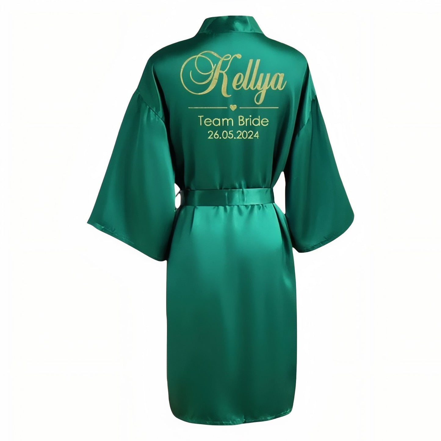 Peignoir Satin Personnalisé Mariage Vert S 