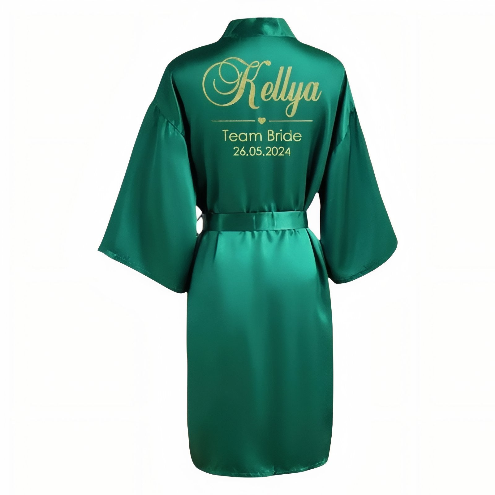 Peignoir Satin Personnalisé Mariage Vert S 