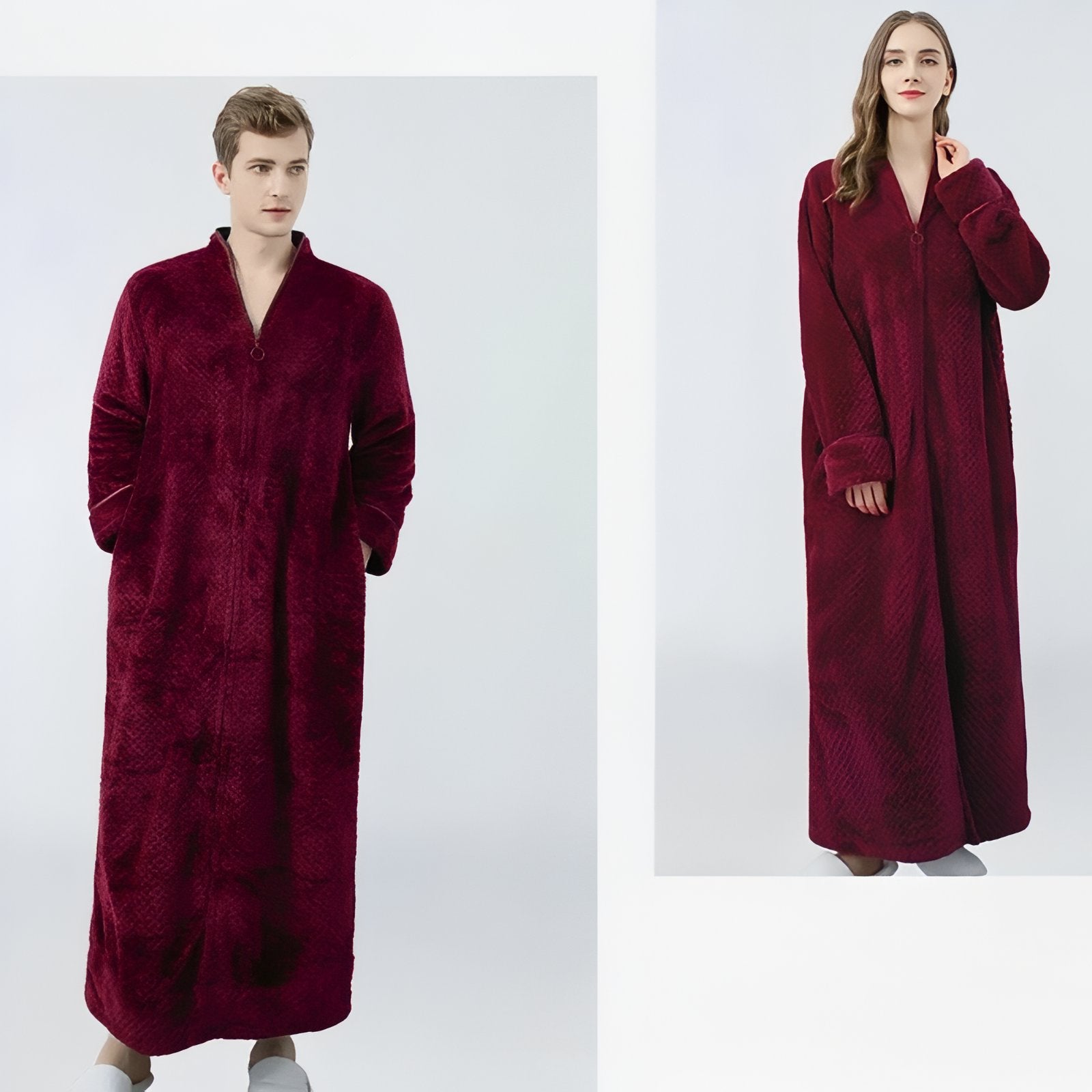 Robe de Chambre Polaire Longue Fermeture Eclair 